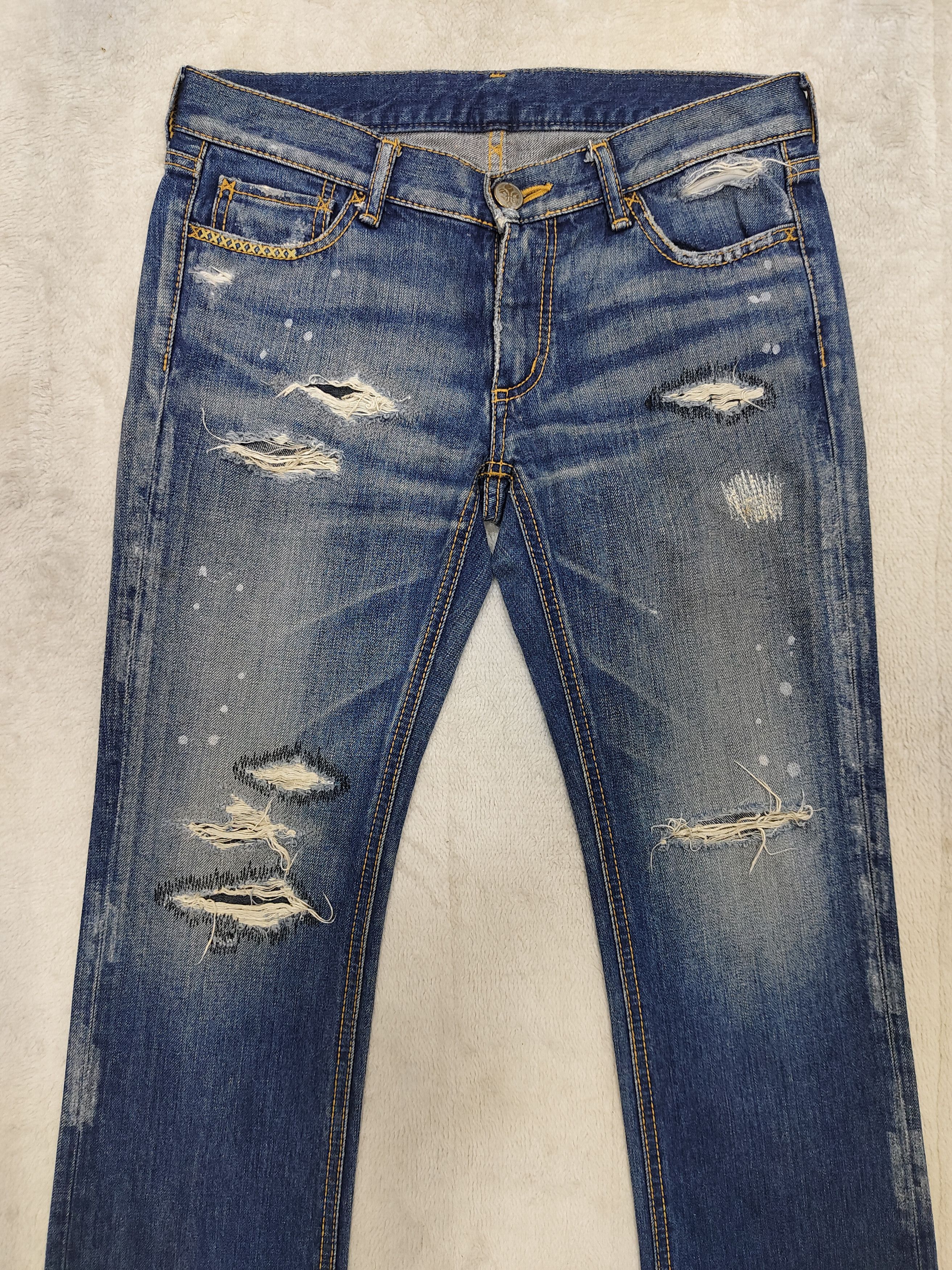 Japanese Brand 🇯🇵 Lilid 05 Japan Stitch Distressed Jeans Size 29" - 2 Thumbnail