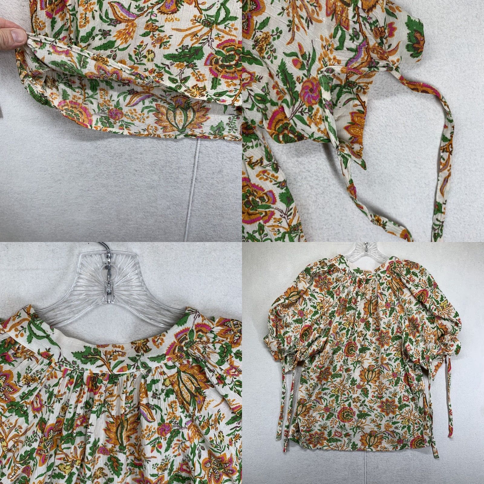 Nicole Miller VINTAGE Nicole Miller Women's Blouse S Floral Peasant Boho V Neck 3/4 Sleeve Rayon Size S / US 4 / IT 40 - 8 Thumbnail