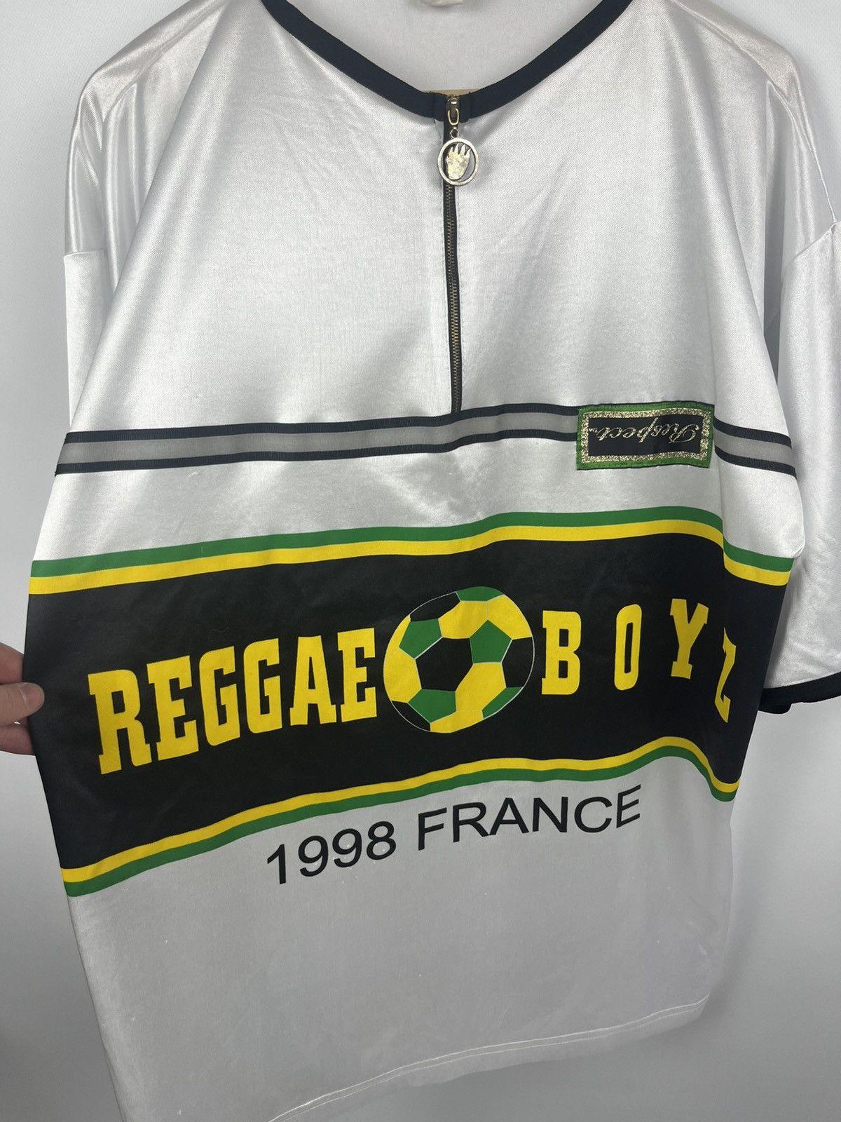 Vintage Jamaica Jersey reggae boyz 1998 france Size US L / EU 52-54 / 3 - 3 Thumbnail