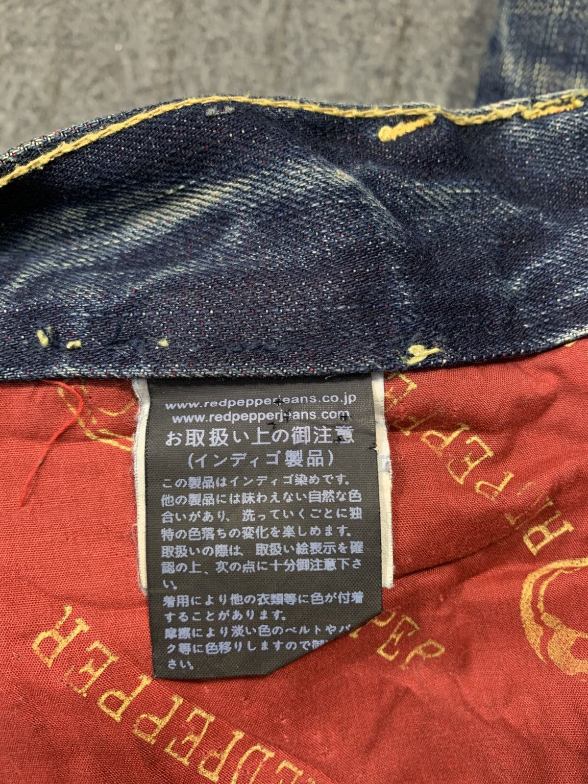 Japanese Brand Red Pepper Gold Label Embroidery Logo Indigo Denim Jeans Size US 30 / EU 46 - 10 Thumbnail
