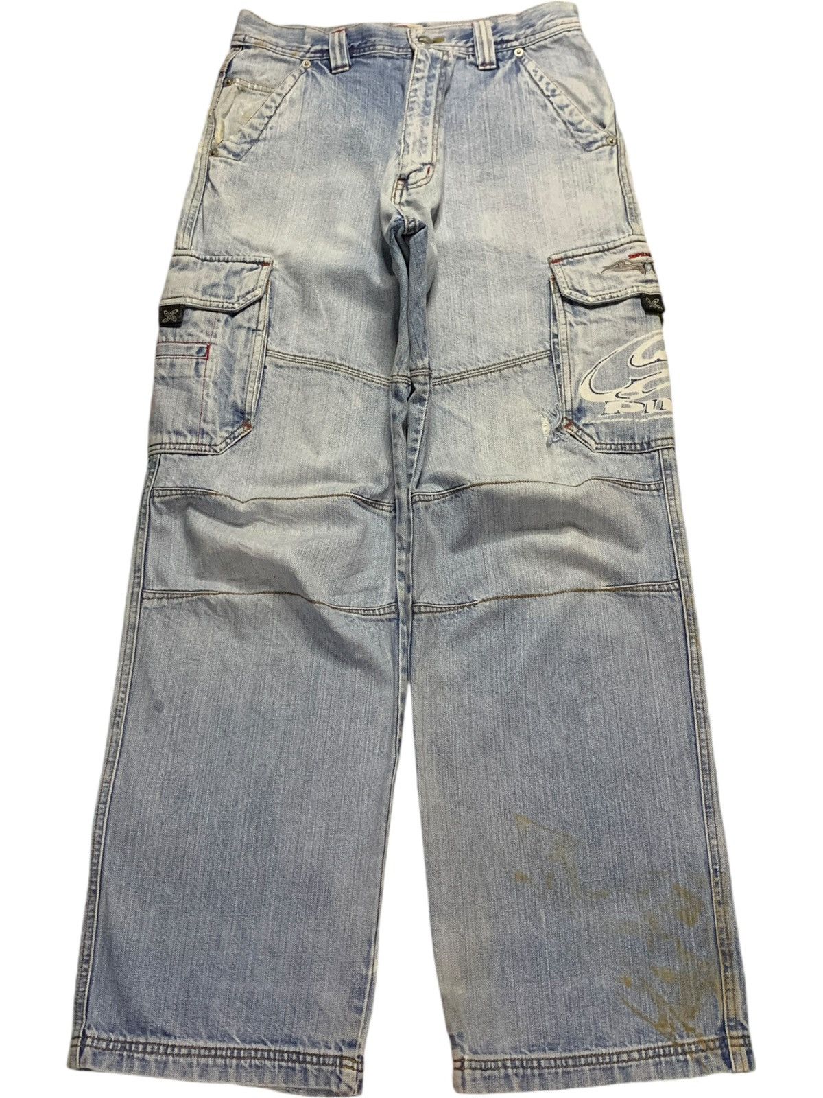 Vintage Japanese Brand Faded Wash Baggy Cargo Jeans