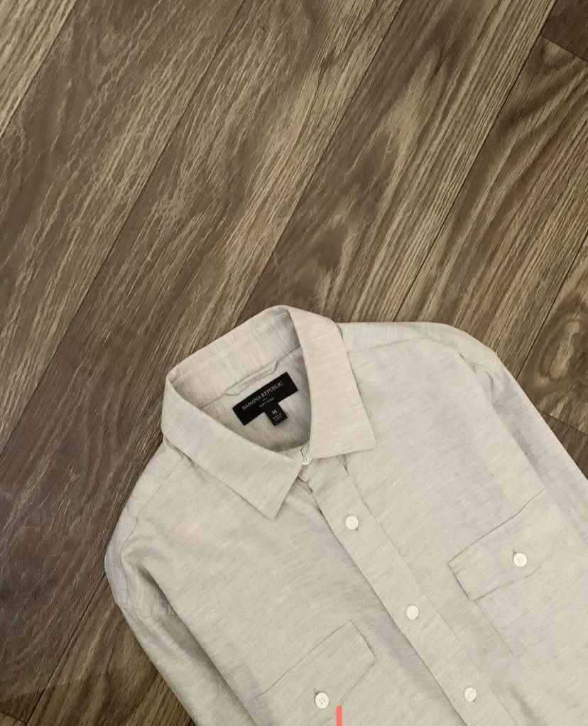 Banana Republic Mens Shirt BANANA REPUBLIC Cotton Misty Grey Long Sleeve Size US M / EU 48-50 / 2 - 3 Thumbnail