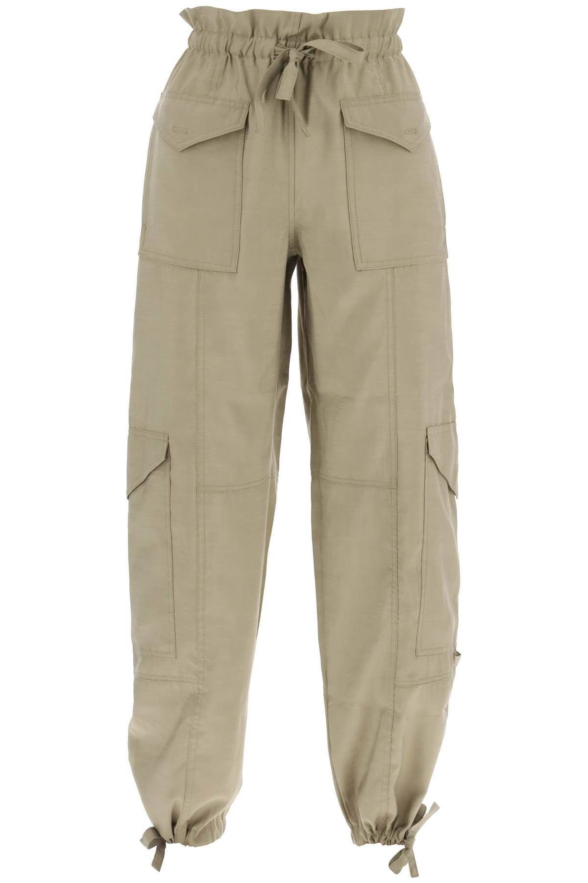 image of Ganni Light Slub Pants Size Eu 34 For Women in Khaki