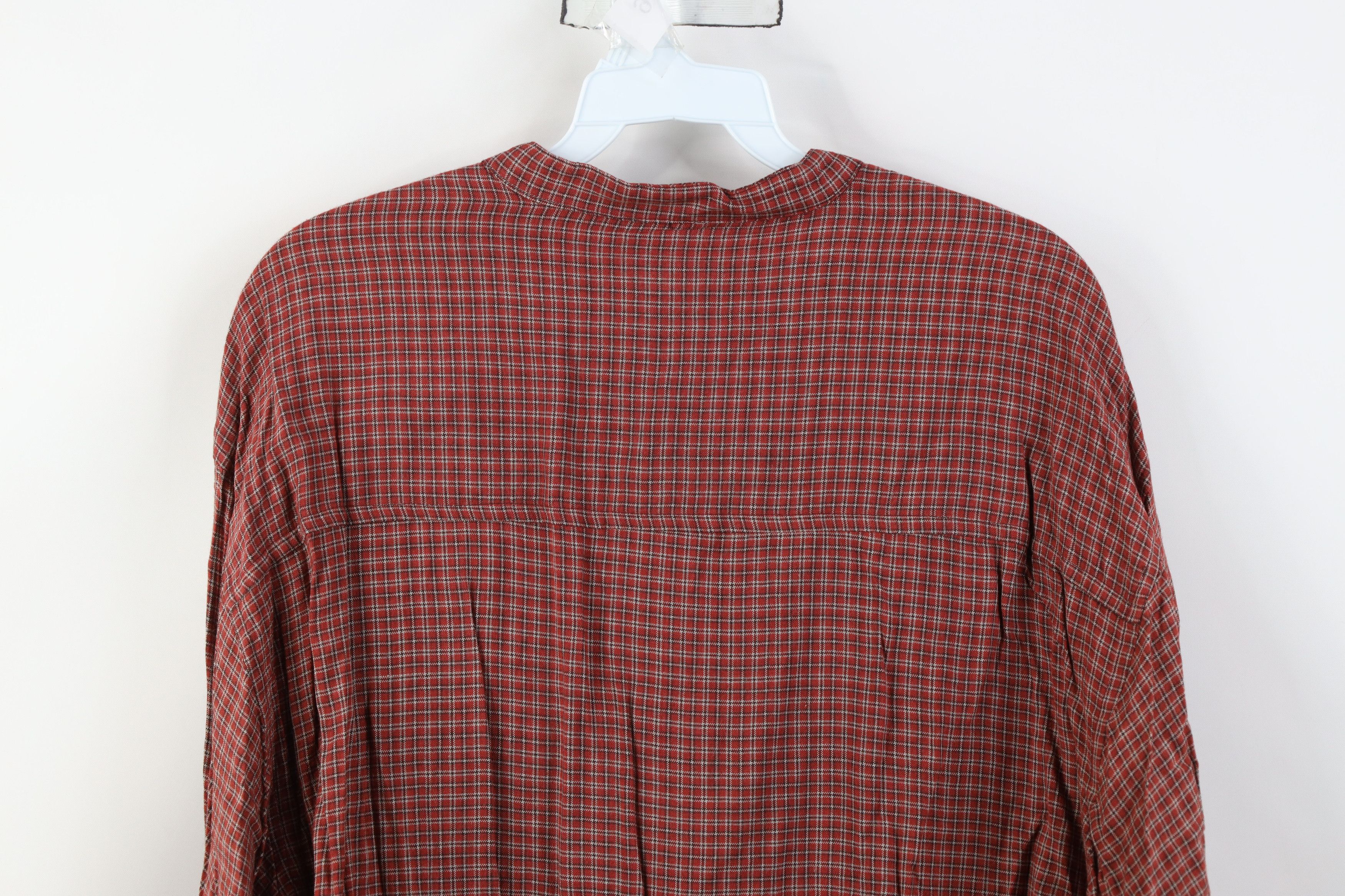 Vintage Vintage 90s Streetwear Band Collar Button Shirt Plaid Size US M / EU 48-50 / 2 - 11 Thumbnail