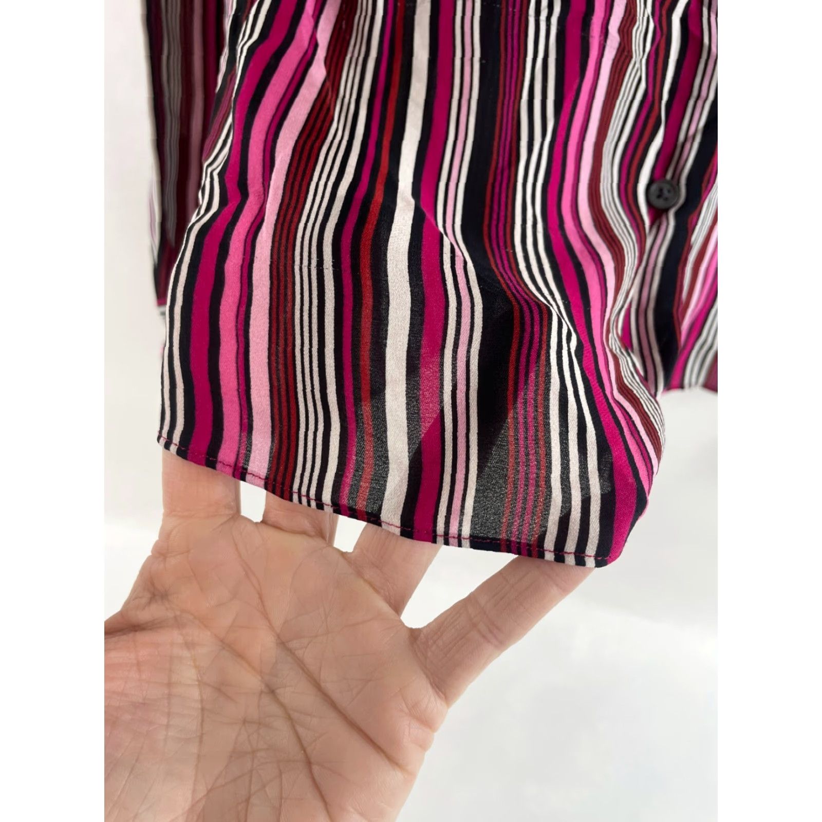 Michael Kors Michael Kors Shirt Women's Size 4 Button-Up Striped Pink Black White Sheer Multicolor Casual Womens Colorful 4 Size S / US 4 / IT 40 - 5 Thumbnail