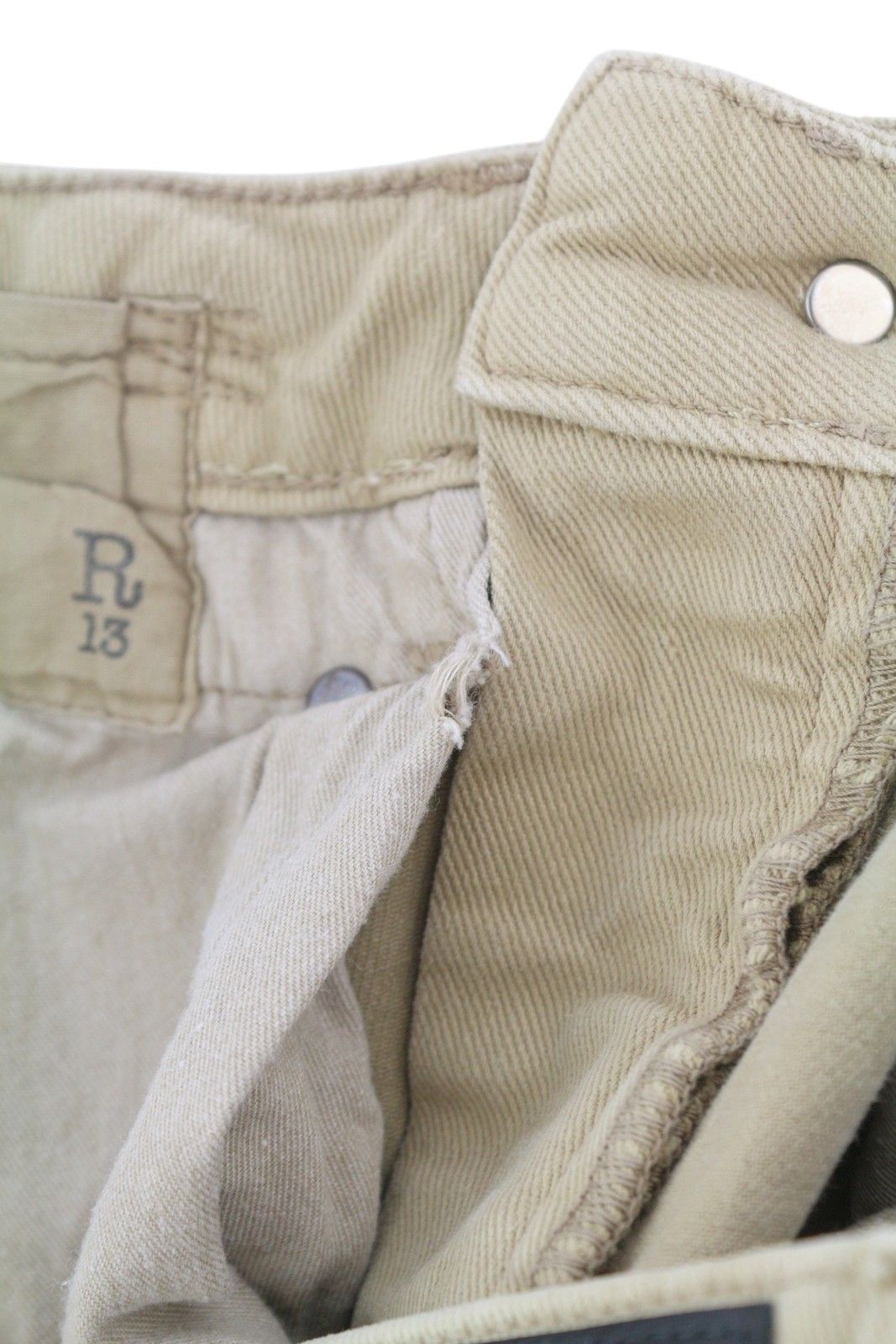 R13 BOY STRAIGHT 24 Khaki Stretch Washed Cropped Zip 86267 Size 24" / US 00 / IT 34 - 12 Thumbnail