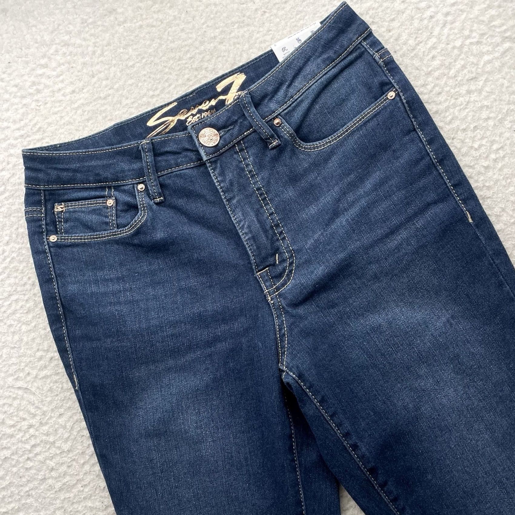 Vintage Seven7 Jeans Slim Flared Denim Blue 28x32 High Rise Women's Jeans 28 Waist 32 Inseam Distressed? No. Size 26" / US 2 / IT 38 - 2 Thumbnail