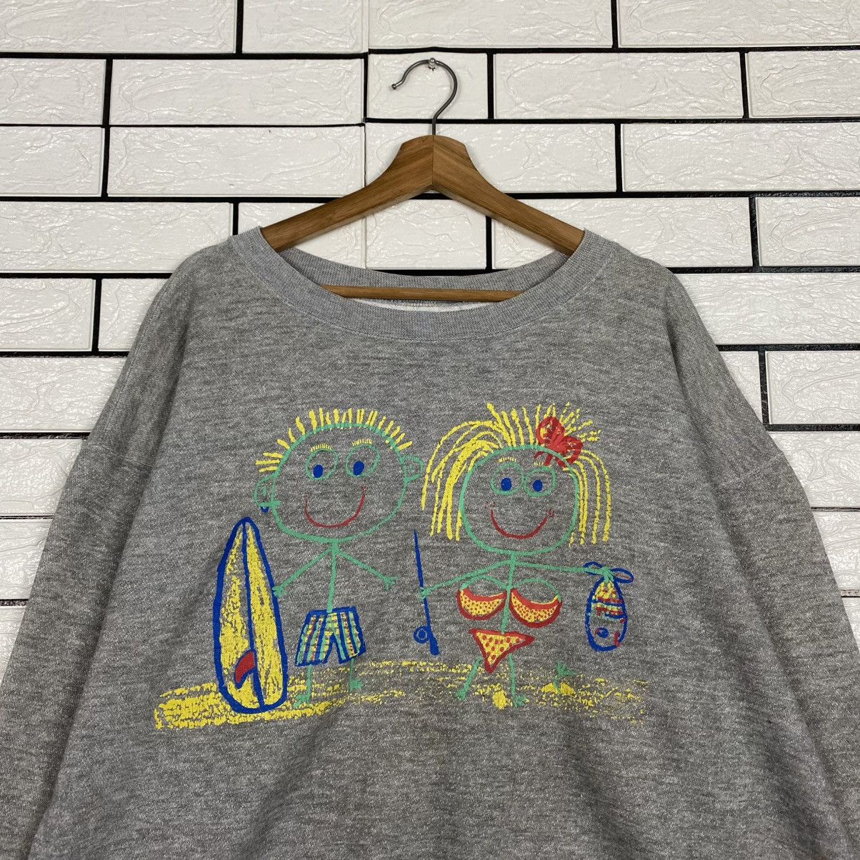 Vintage 🔥 HEALTHKNIT VINTAGE SWEATSHIRT BEACH KIDS GRAPHIC CREWNECK Size US L / EU 52-54 / 3 - 3 Thumbnail