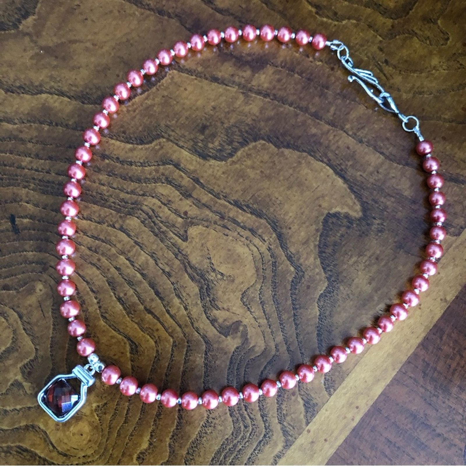 Handmade Handcrafted repurpose antique rose stone Pearl necklace Size ONE SIZE - 9 Thumbnail