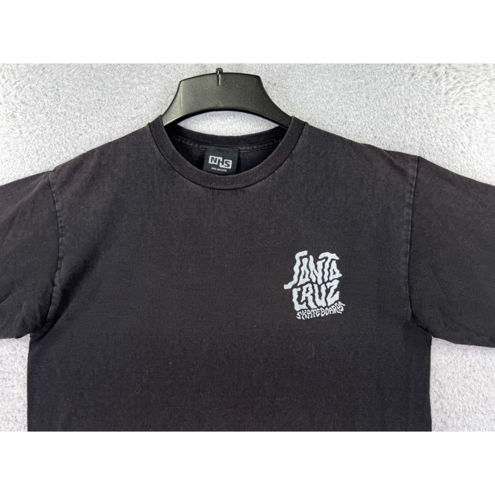 VINTAGE Santa Cruz Shirt Men Medium Black 90s Crew Neck Short 
