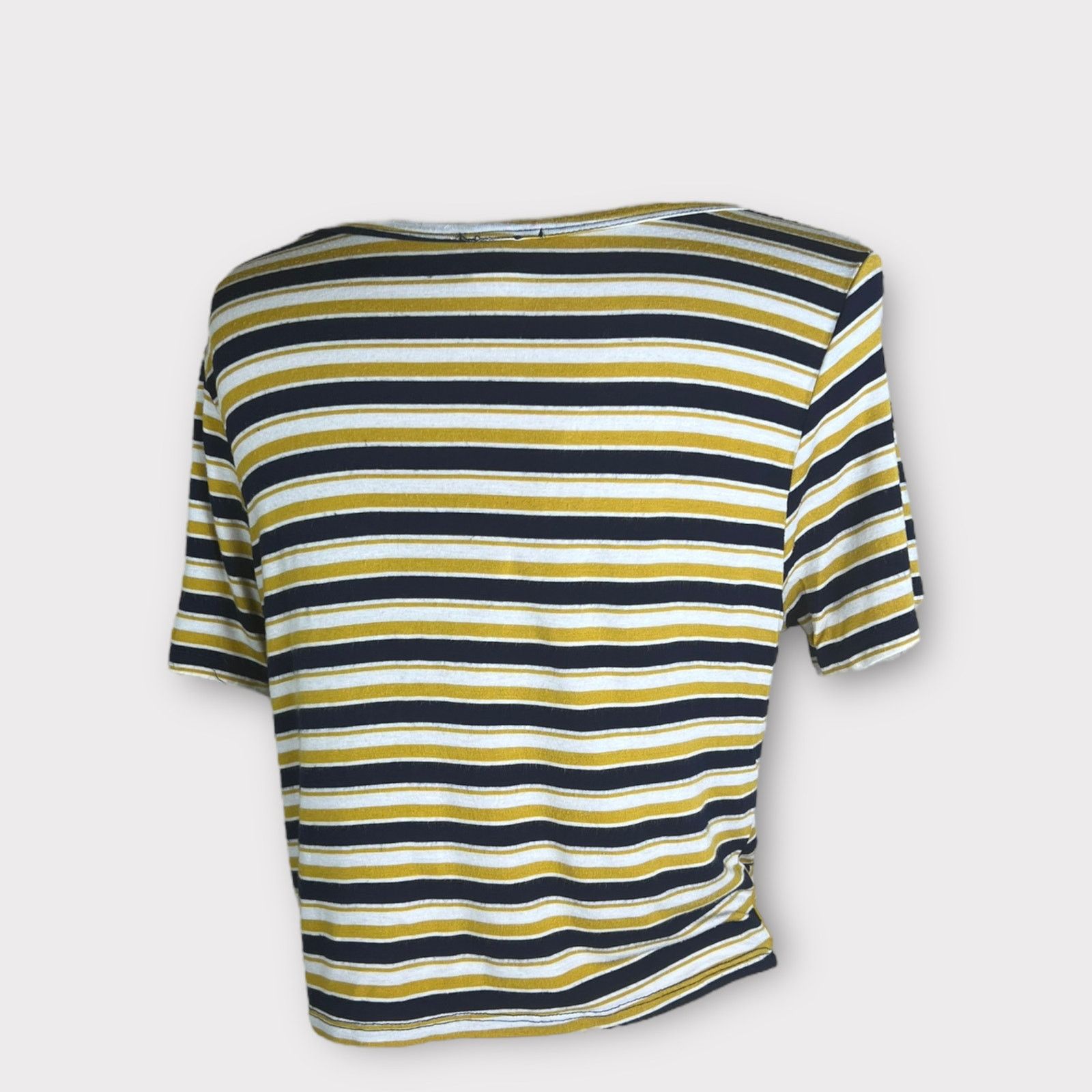 Nordstrom Gaze Cropped Striped Retro Top | Large | Knotted Hemline Size L / US 10 / IT 46 - 4 Thumbnail
