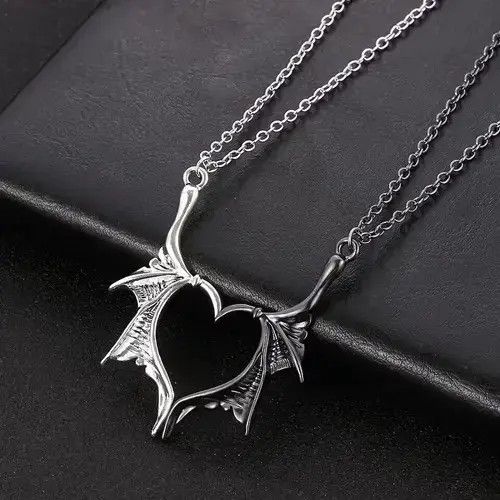 Jewelry Gothic punk devil wings couple necklace Size ONE SIZE - 4 Thumbnail