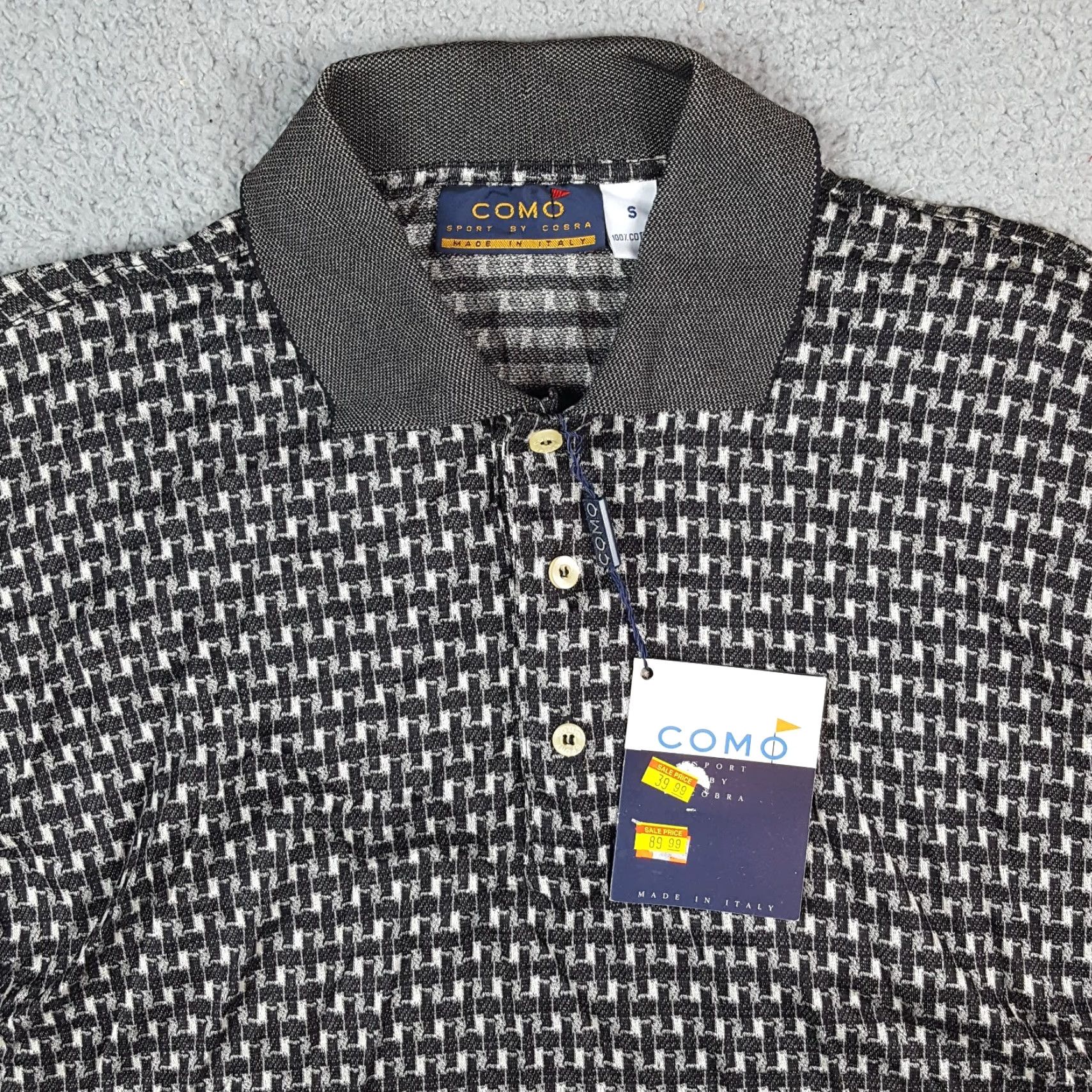 Vintage VINTAGE Como Polo Shirt Skater Houndstooth Gray Men’s Small Size S Button Collar Size US S / EU 44-46 / 1 - 2 Thumbnail