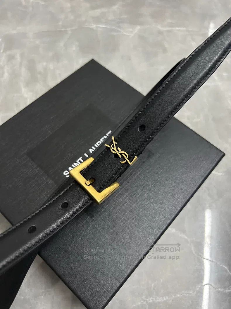 Saint Laurent Paris Saint Laurent Paris Black gold logo emblem needle buckle b Size ONE SIZE - 2 Thumbnail