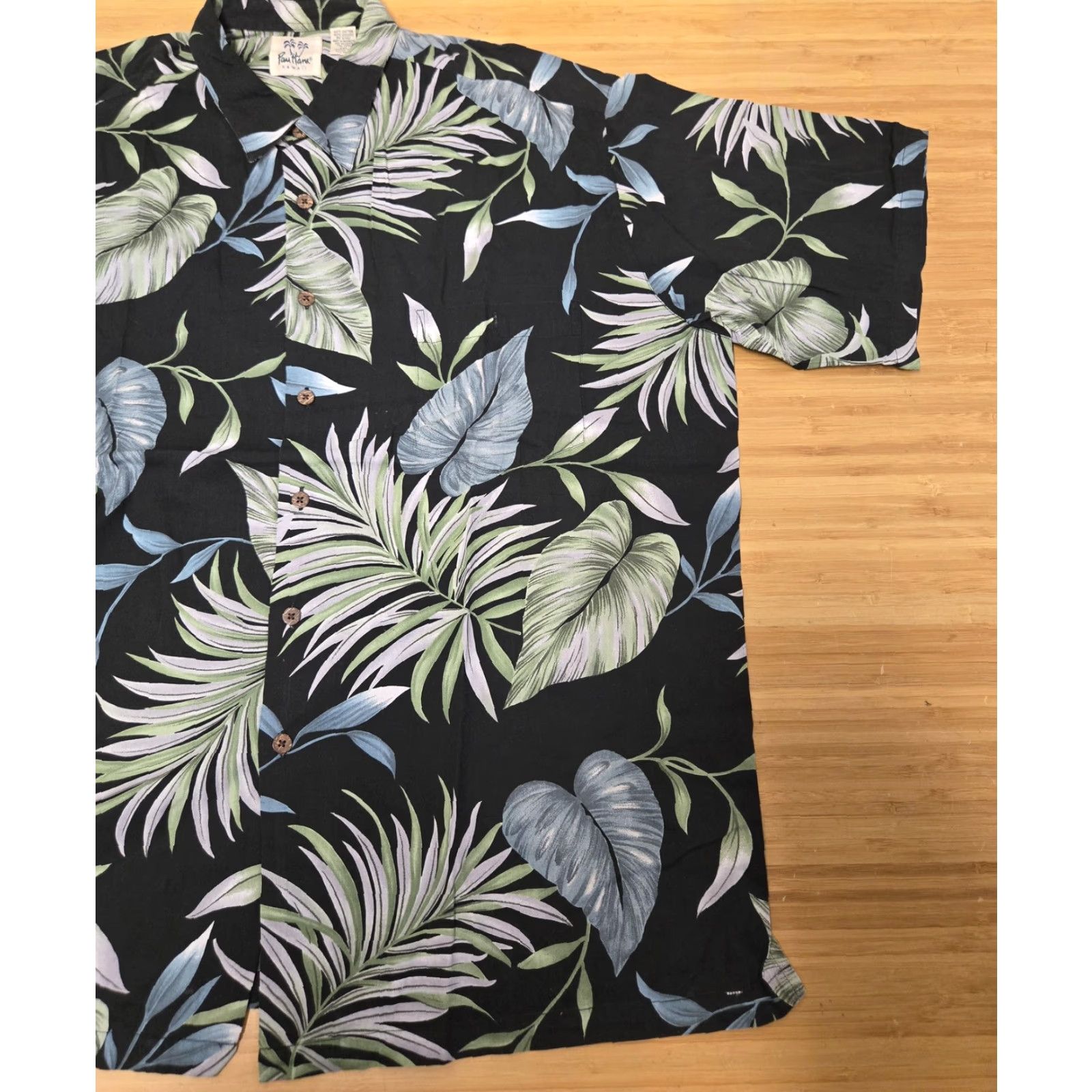 Vintage VINTAGE Pau Hana Shirt Mens 2XL Black Hawaiian Aloha Camp Button Up Tropical Leaf Print Size US XXL / EU 58 / 5 - 2 Thumbnail