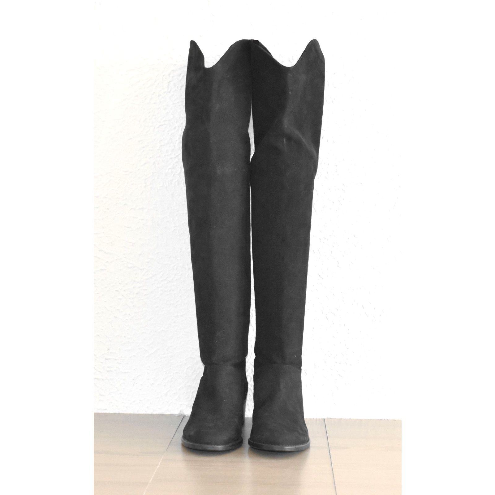 Stuart Weitzman STUART WEITZMAN Black Nubuck Leather Boot Shoes Size 7 M Size US 7 / IT 37 - 4 Thumbnail