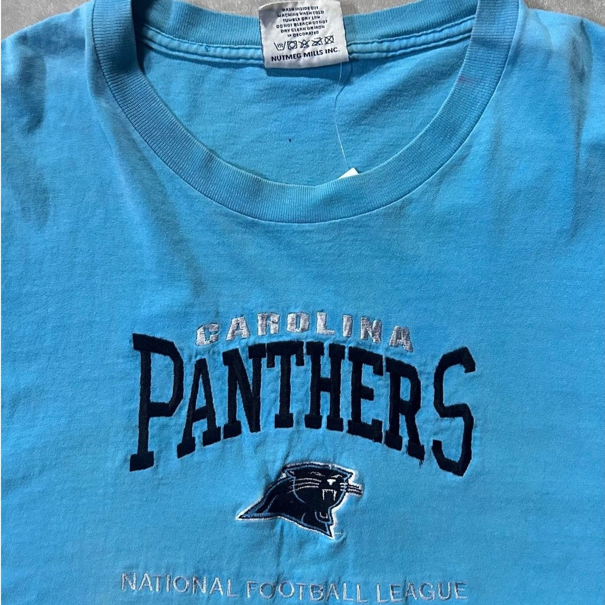 Lee Vintage Caroline Panthers Baby Blue Embroidered Shirt XXL Size US XXL / EU 58 / 5 - 2 Thumbnail