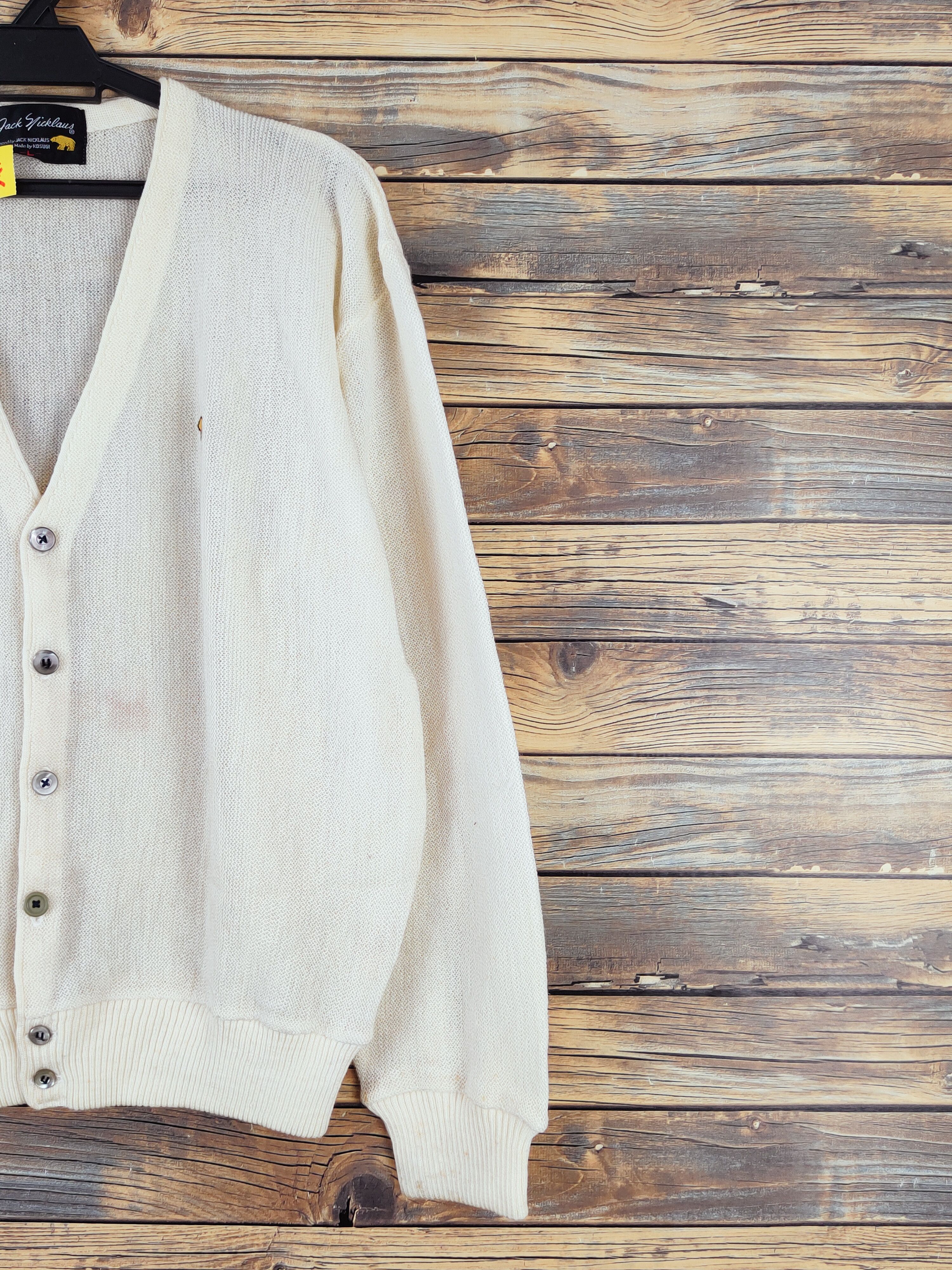 Japanese Brand DL Jack Nicklaus Ivory Knitwear Cardigan #W992 Size US L / EU 52-54 / 3 - 6 Thumbnail
