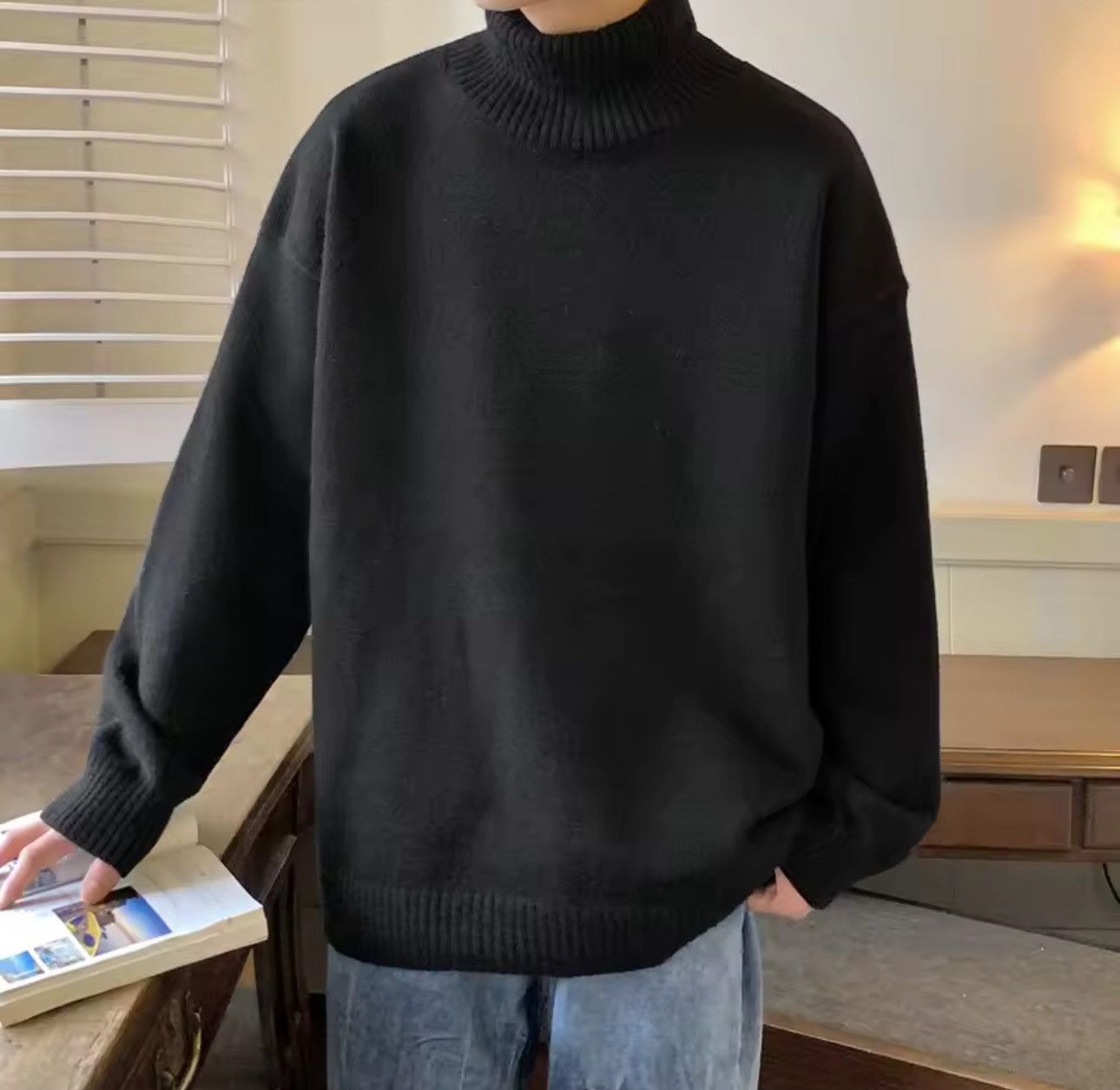 Other Casual Basic Turtleneck Black Knitted Sweater Size US L / EU 52-54 / 3 - 3 Thumbnail