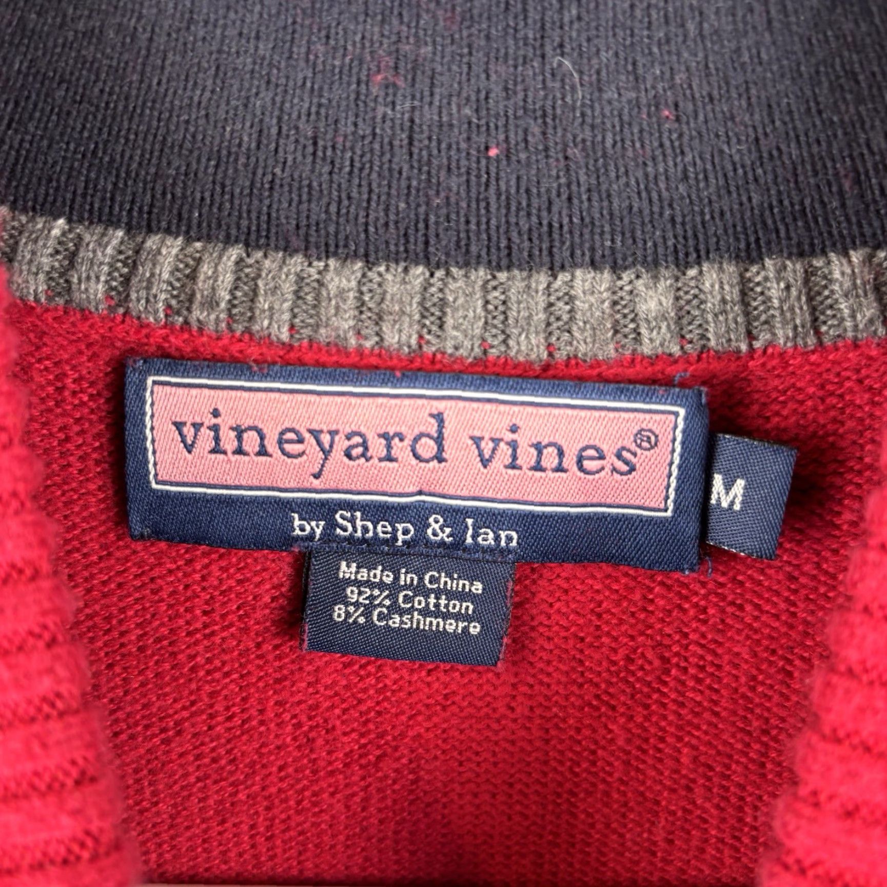 Vineyard Vines Vineyard Vines Sweater Mens M Red 1/4 Zip Pullover Cashmere Blend Preppy Knit Mock Neck Whale Design Classic Nautical Pull-over Fashion Pullover Mens Size US M / EU 48-50 / 2 - 3 Thumbnail
