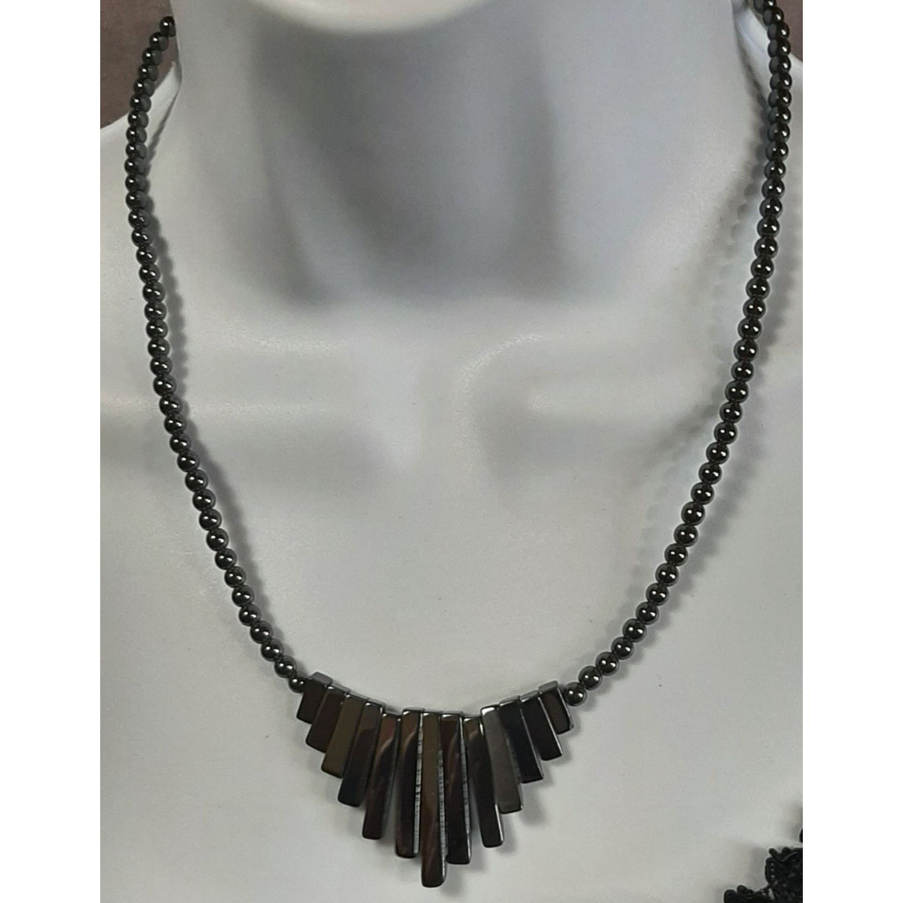 Other Hematite Beaded Necklace With Graduated Rectangular Pendant Size ONE SIZE - 1 Thumbnail