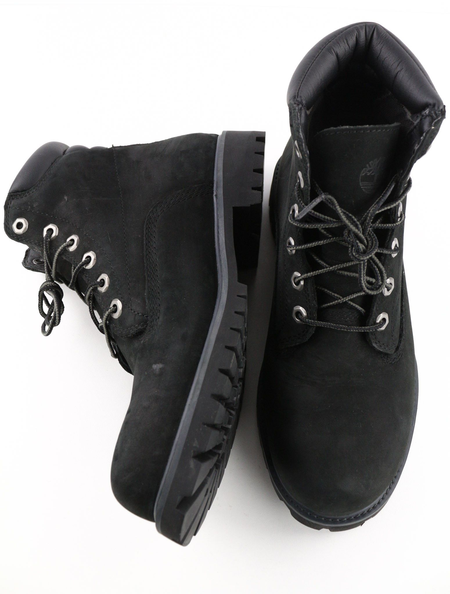 6939R UK7.5 Leather Black Round Toe High Top Boots 79933