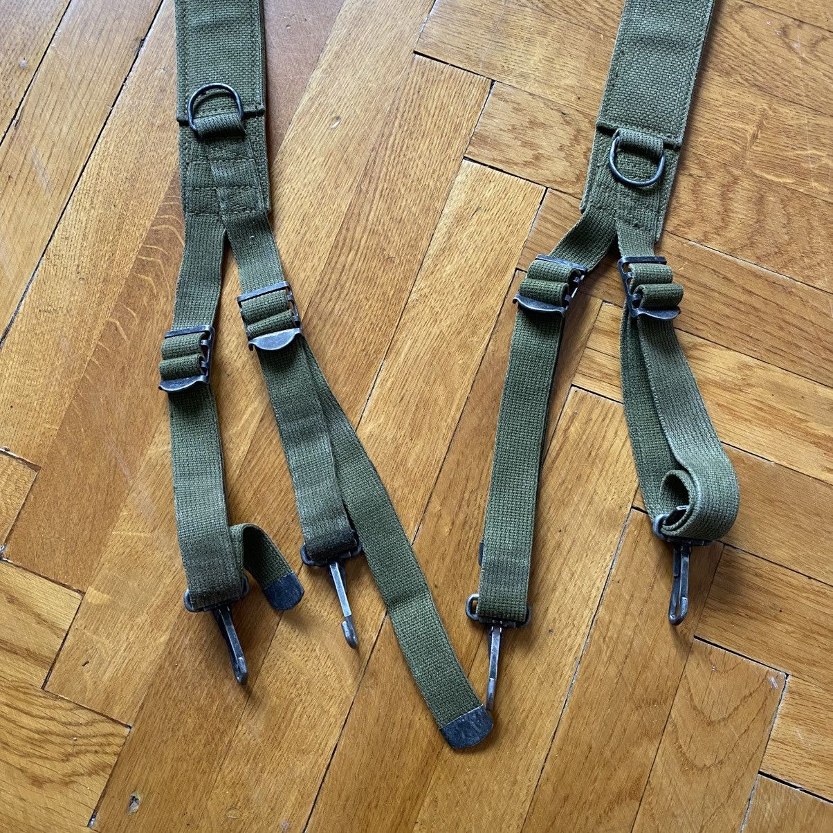 Seditionaries VINTAGE ARMY MILITARY KHAKI GREEN SUSPENDERS FOR PANTS Size ONE SIZE - 2 Thumbnail