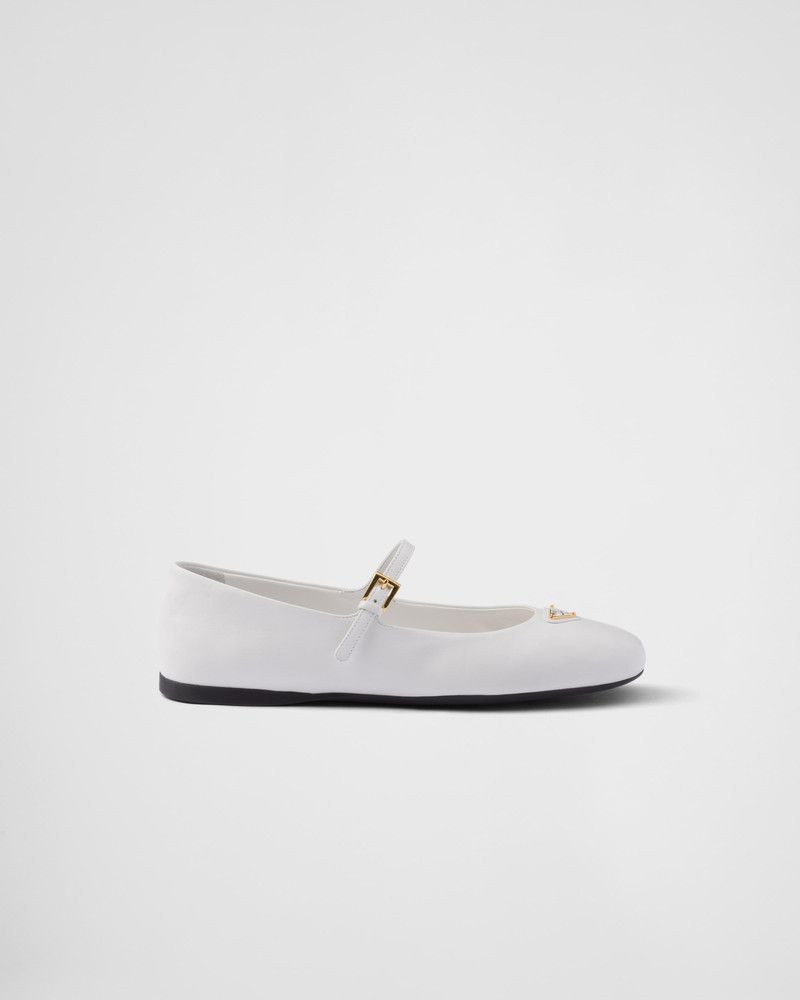 Prada o1B3y1r0526 Nappa Leather Ballerinas in White Size US 6 / IT 36 - 1 Thumbnail