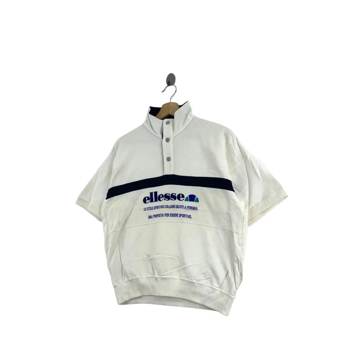 Ellesse Vintage ELLESSE PERUGIA ITALIA Half Button Cropped Top Size L / US 10 / IT 46 - 4 Thumbnail