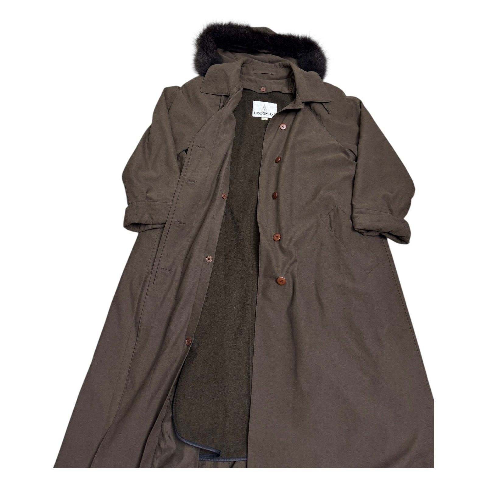 London Fog LONDON FOG Vintage 90s Luxury Fur Long Trench Coat 10 Size L / US 10 / IT 46 - 2 Thumbnail