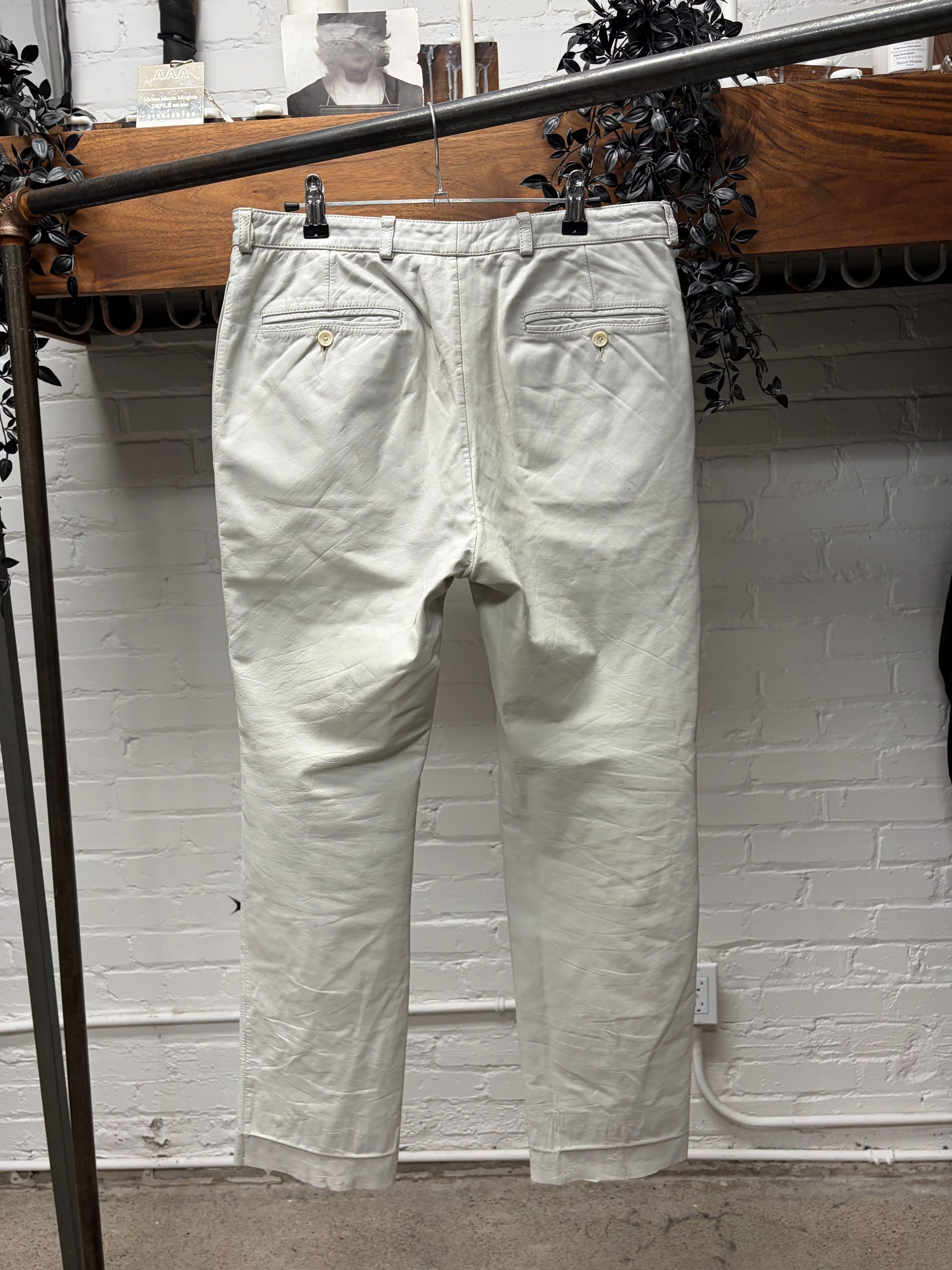 Saint Laurent Paris Vintage Yves Saint Laurent ‘Rive Gauche’ White Leather Pants Size US 31 - 4 Thumbnail