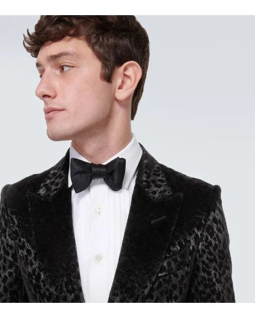 Tom Ford o1w1db10125 JLAP02 Velvet Leopard Jacket in Black Size US L / EU 52-54 / 3 - 2 Thumbnail