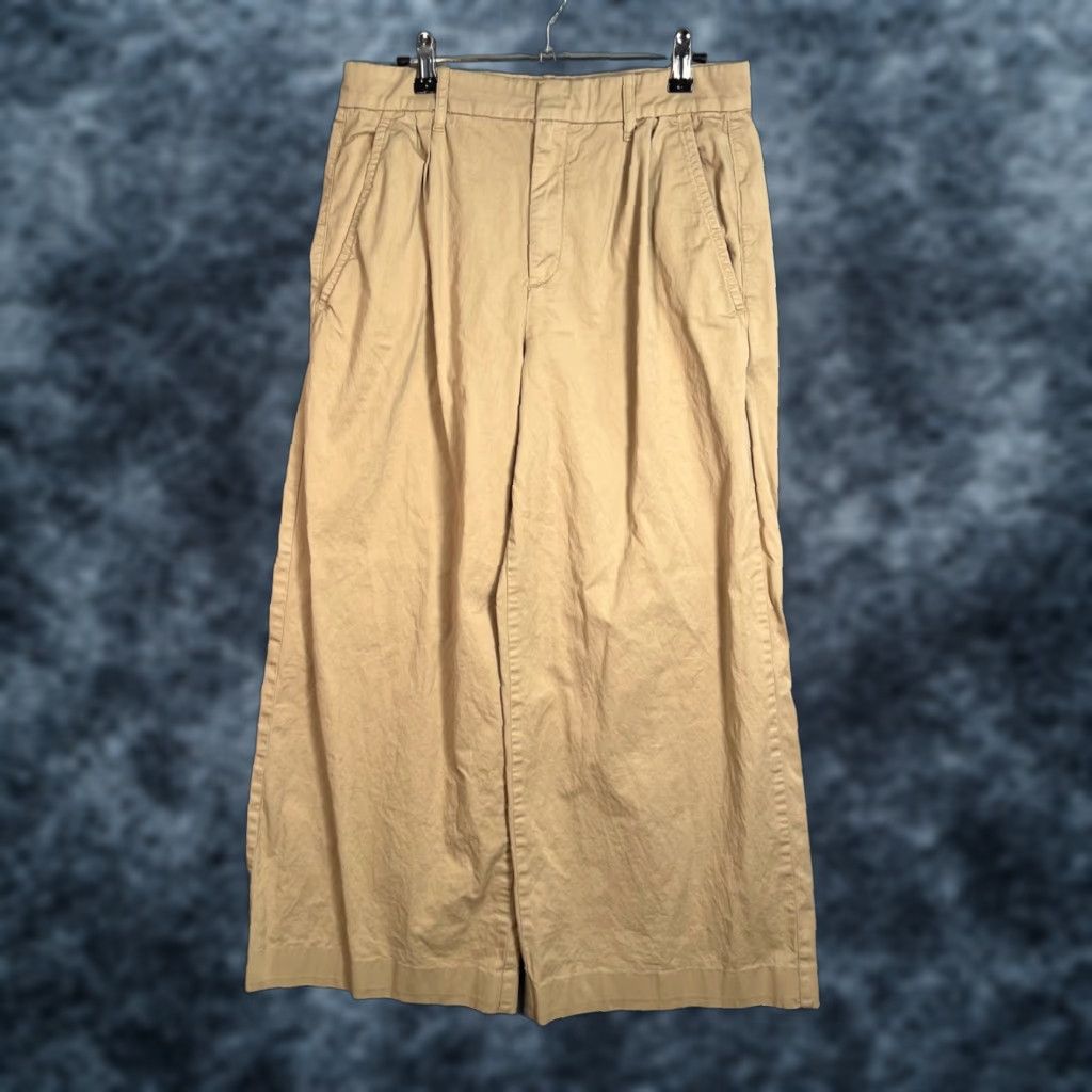 Everlane Pants Woman 6 Beige Organic Cotton Pleated Wide-Leg ?