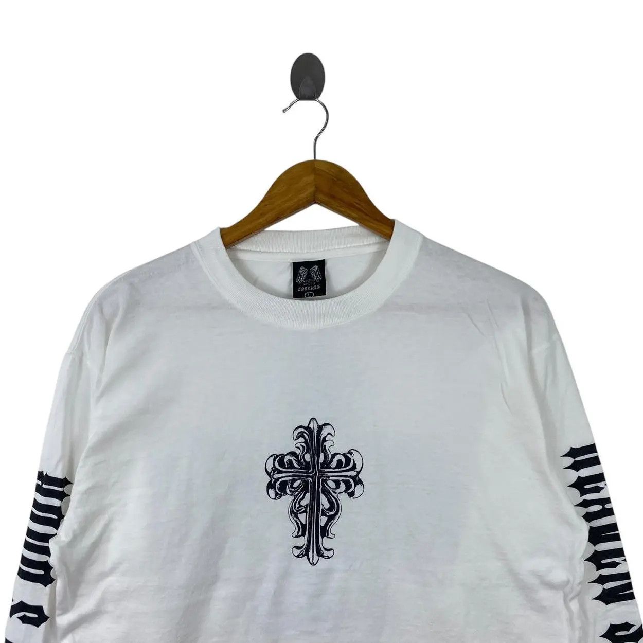 Other Vintage COLLINS USA Cross Pendant Tattoo Punk Tee Shirt Top Size US L / EU 52-54 / 3 - 3 Thumbnail