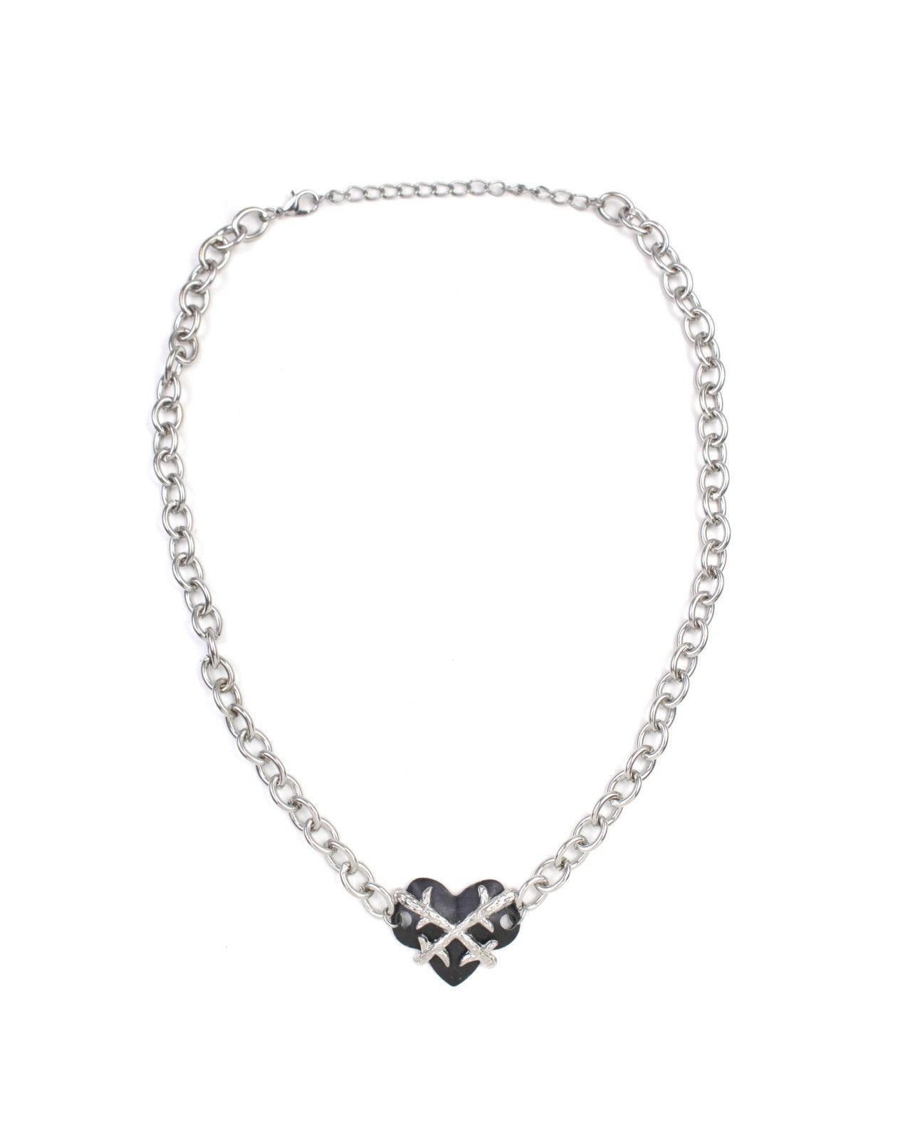 Vintage 2000S JAPANESE MADE CROSSED BLADES BLACK HEART NECKLACE Size ONE SIZE - 1 Thumbnail