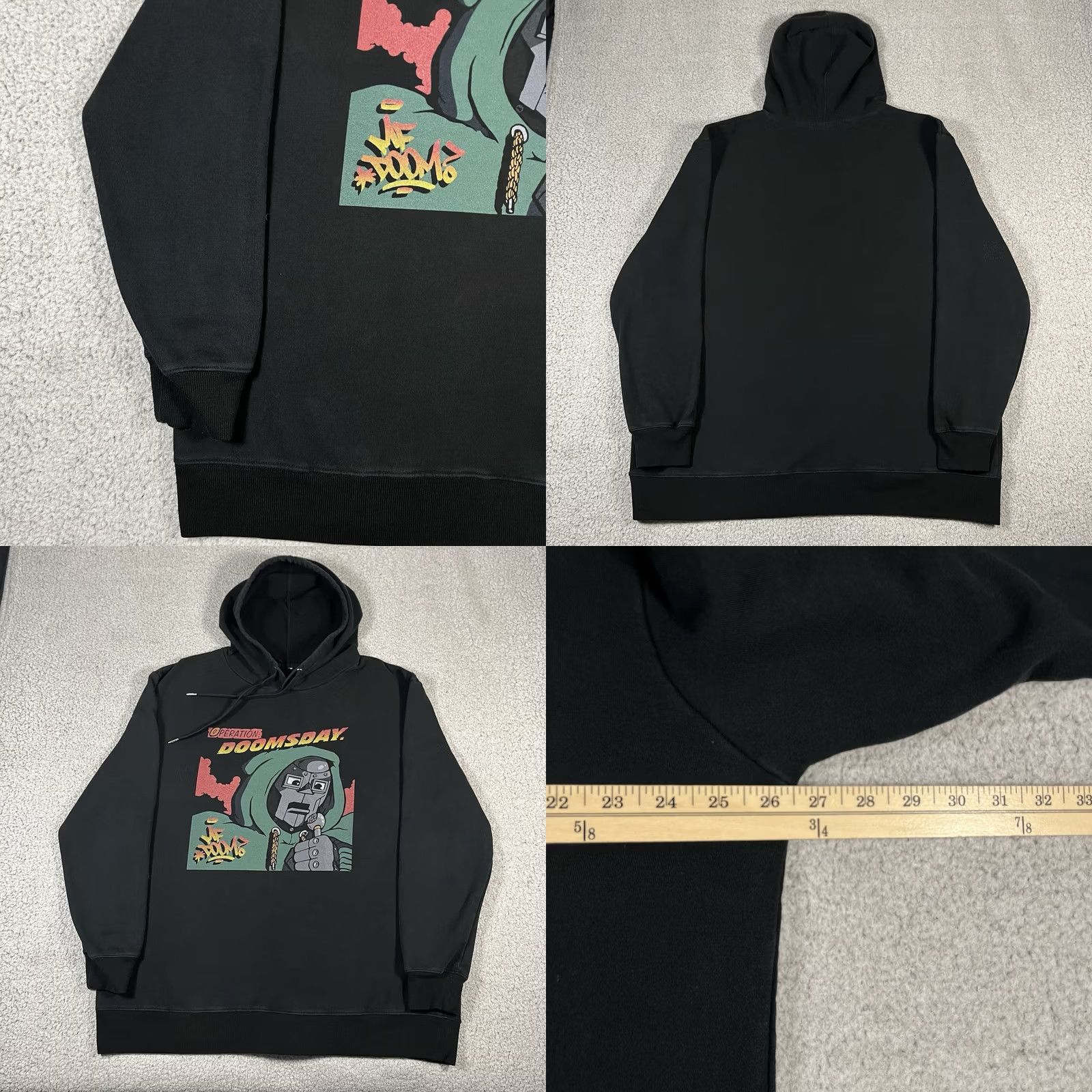 Vintage MF Doom Hoodie Mens XL Operation Doomsday Graphic Print Sweatshirt Hooded Pullover 90s Hip Hop Black Size US XL / EU 56 / 4 - 8 Thumbnail