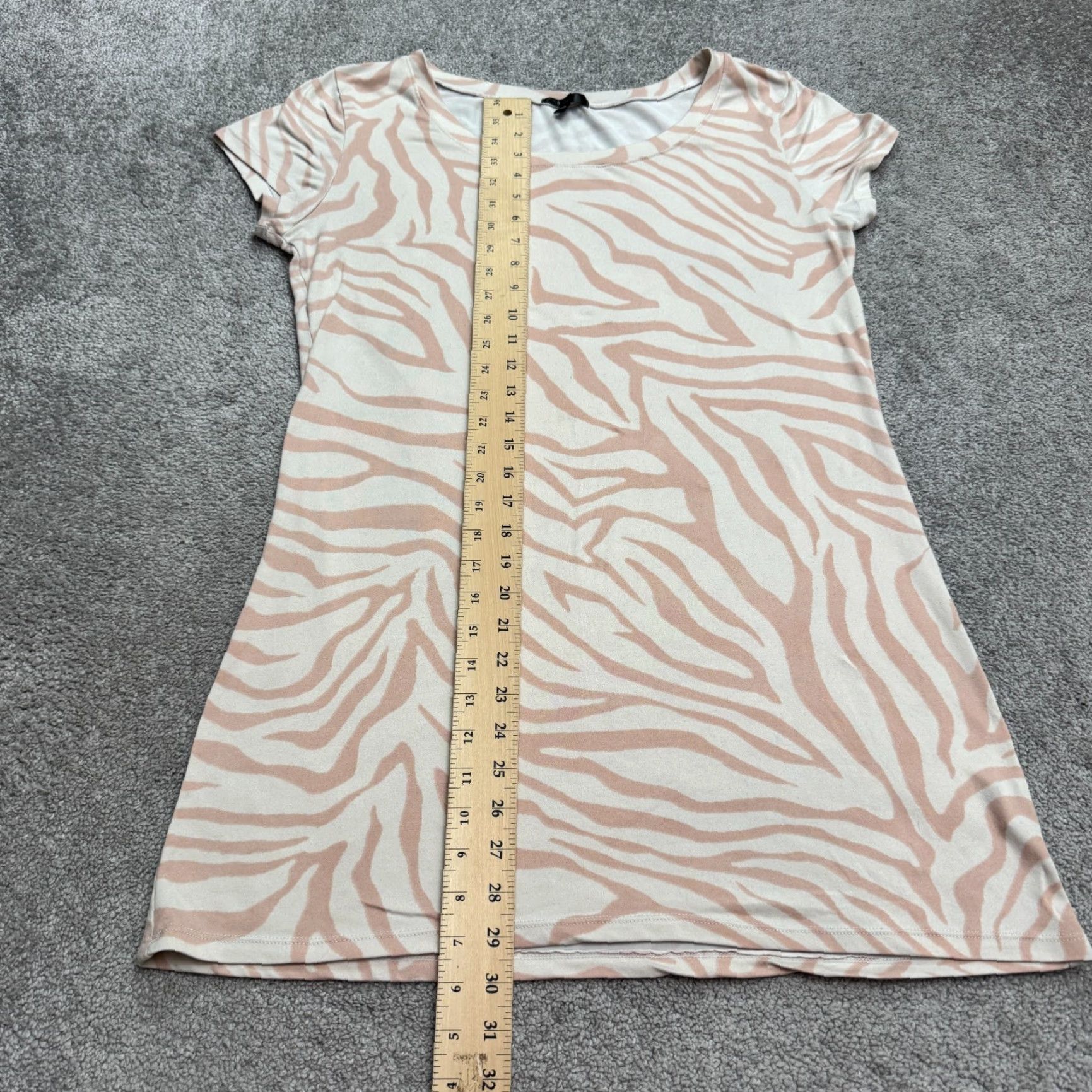 Vintage ART Zebra Mini T-Shirt Dress Womens M Beige Animal Print Casual Size M / US 6-8 / IT 42-44 - 7 Thumbnail