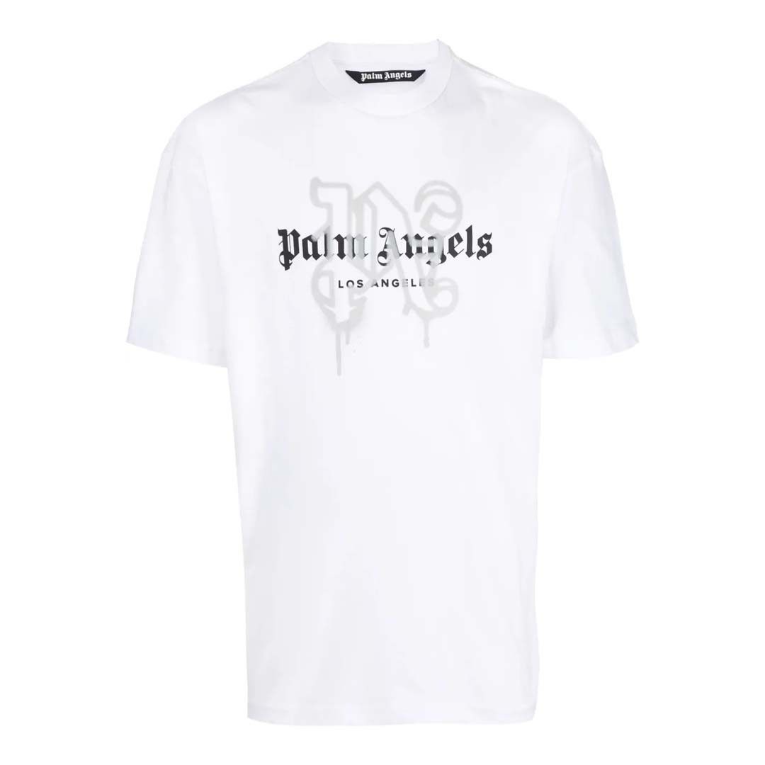 Palm Angels LA Monogram Spray Tee White Size US S / EU 44-46 / 1 - 1 Thumbnail