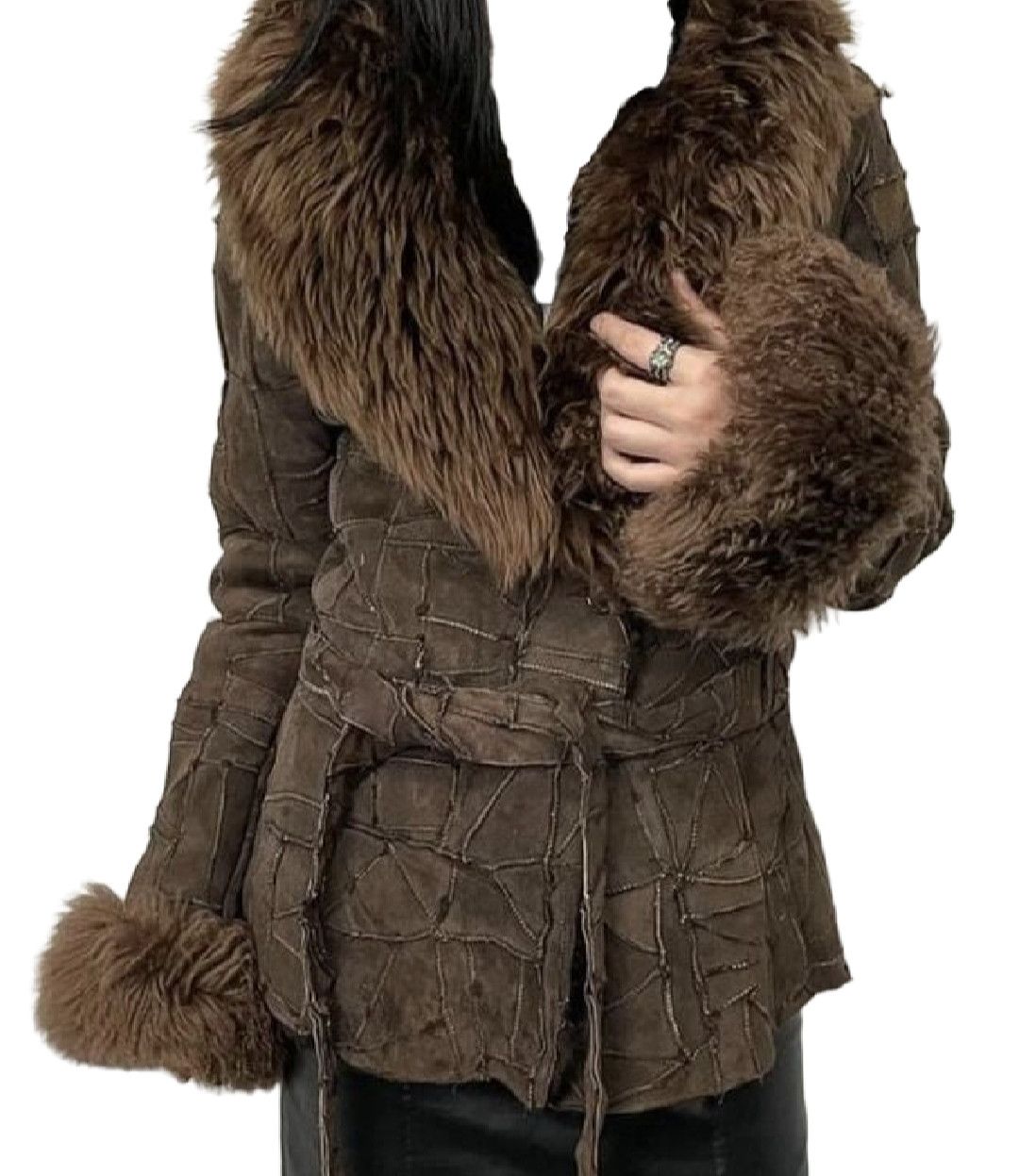 Isamu Katayama Backlash Sheepskin PATCHWORK Skin FAUX FUR Leather Jacket Size L / US 10 / IT 46 - 1 Thumbnail