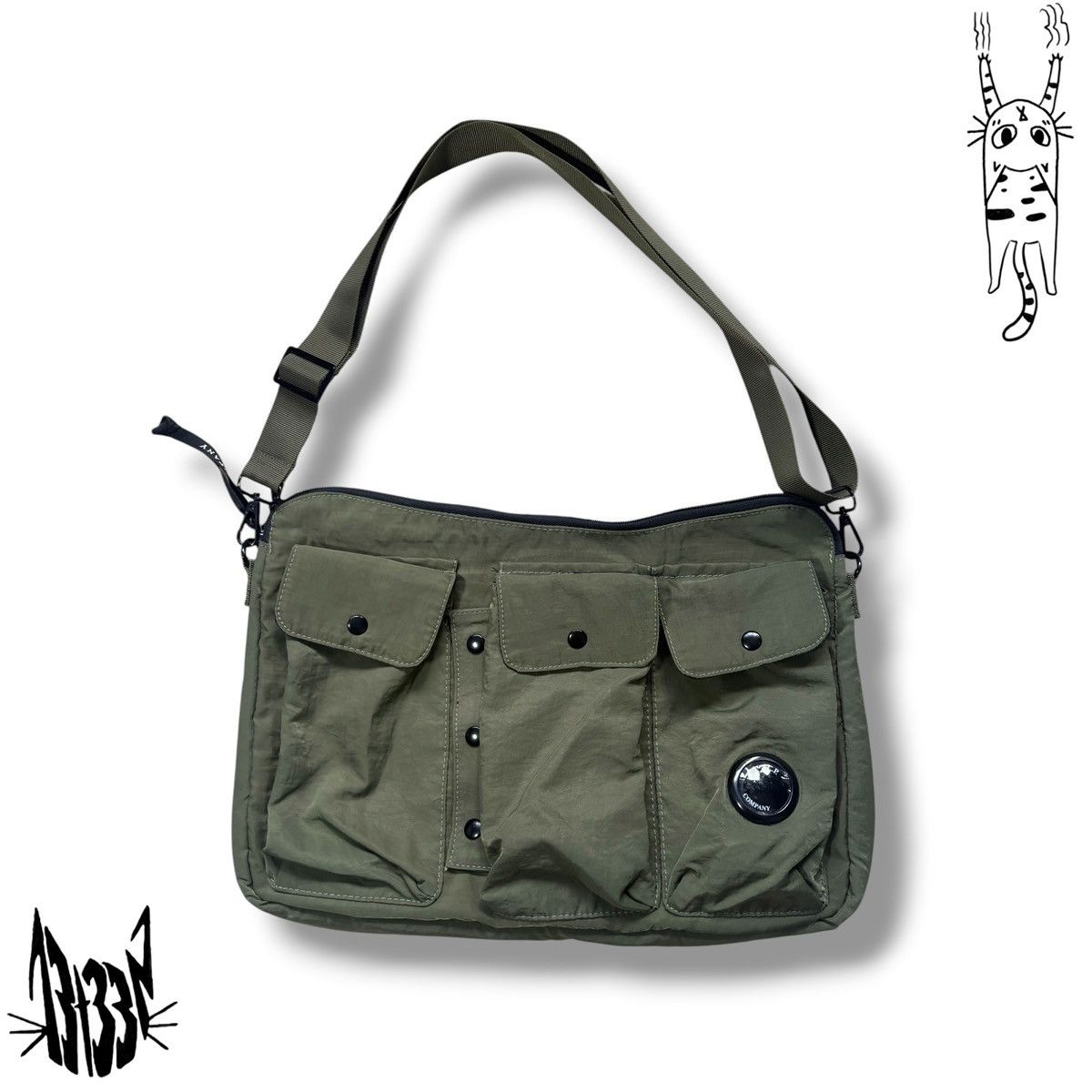 C.P. Company C P Company Green/Khaki Mesenger Bag Excellent Nylon Size ONE SIZE - 1 Thumbnail
