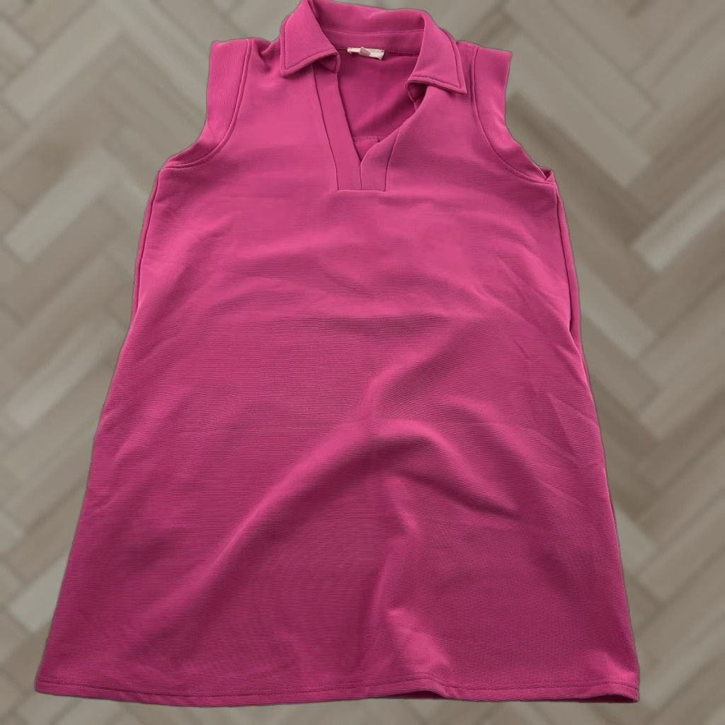 Pinko Entro Sleeveless Ribbed Knee Length Shift Dress Women's S Pink Size S / US 4 / IT 40 - 1 Thumbnail