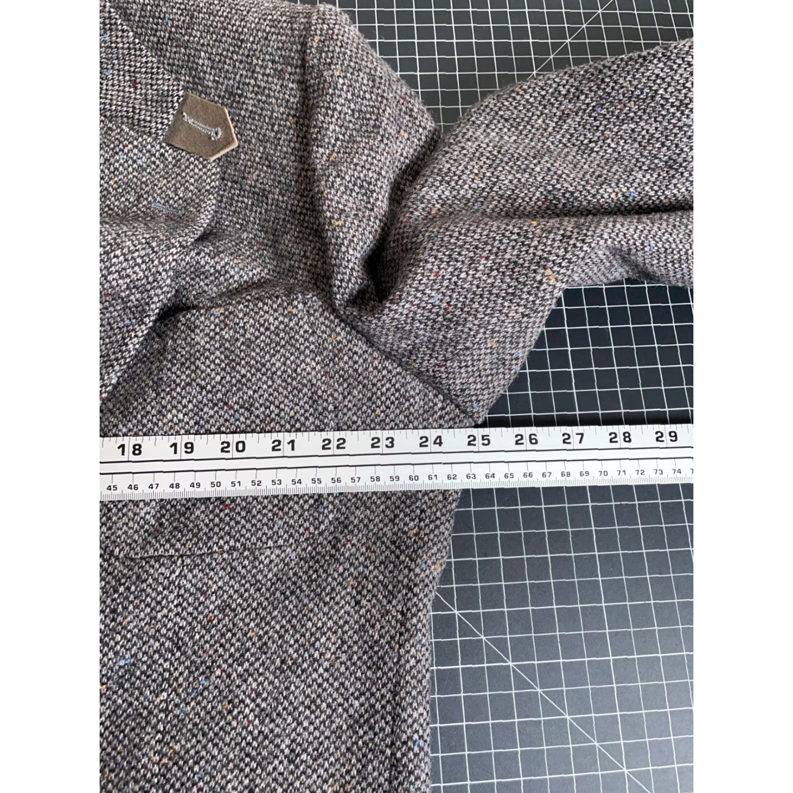 Stafford VINTAGE Stafford Men's Blazer 2 Button Tweed Wool Gray Long Elbow Patches Casual 46 Long Size 46R - 5 Thumbnail