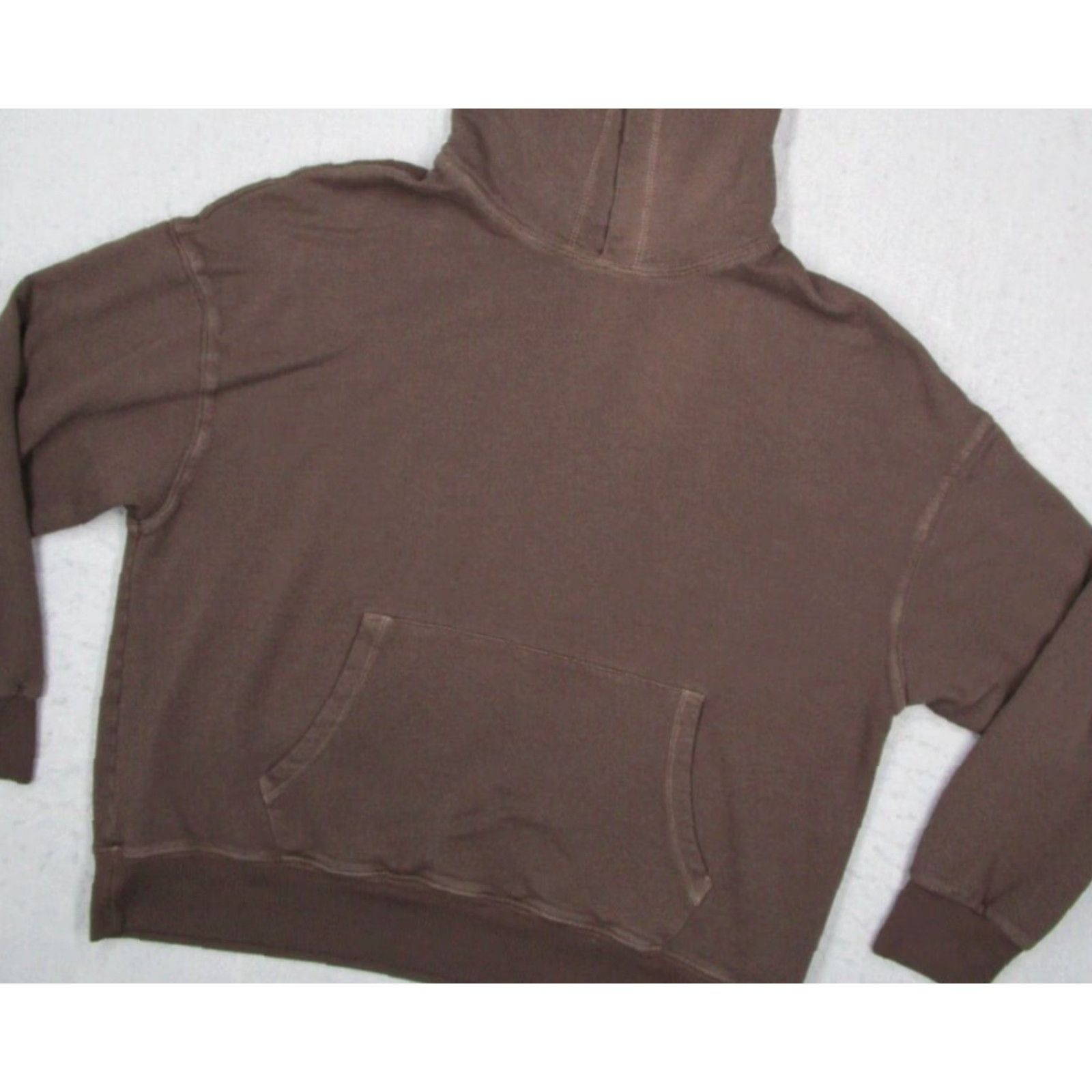 MONROW VINTAGE Monrow Hoodie Womens Medium Pullover Brown Cotton Blend Fleece Kangaroo Pocket Casual Outdoor Made in USA Size M / US 6-8 / IT 42-44 - 2 Thumbnail