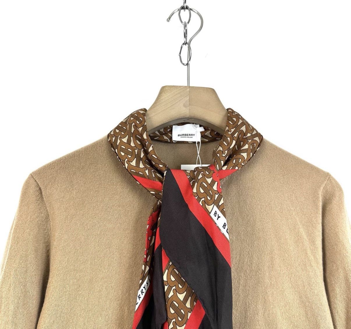 Burberry Burberry Camel Cashmere Cardigan with Scarf K12 Size L / US 10 / IT 46 - 3 Thumbnail