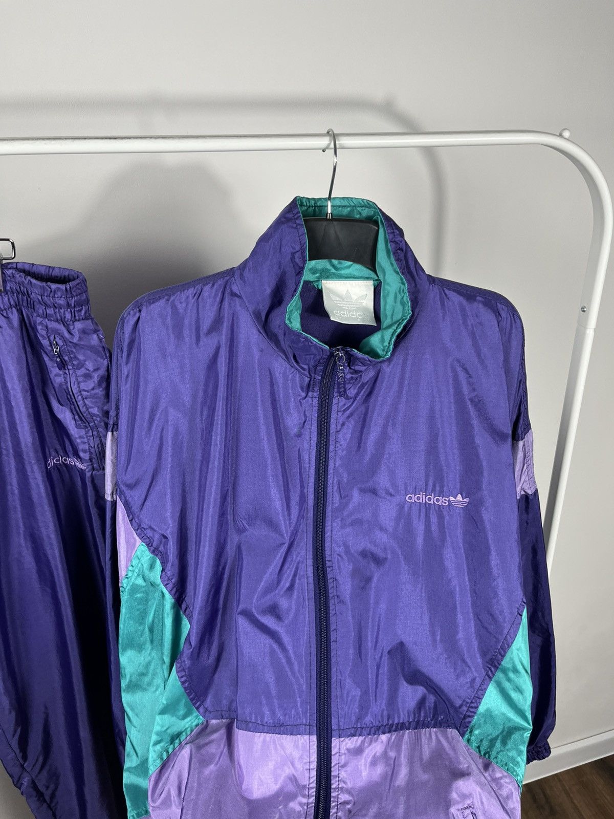 Adidas Vintage Adidas Purple Track Suit Windbreaker Jacket Pants Size US XL / EU 56 / 4 - 5 Thumbnail