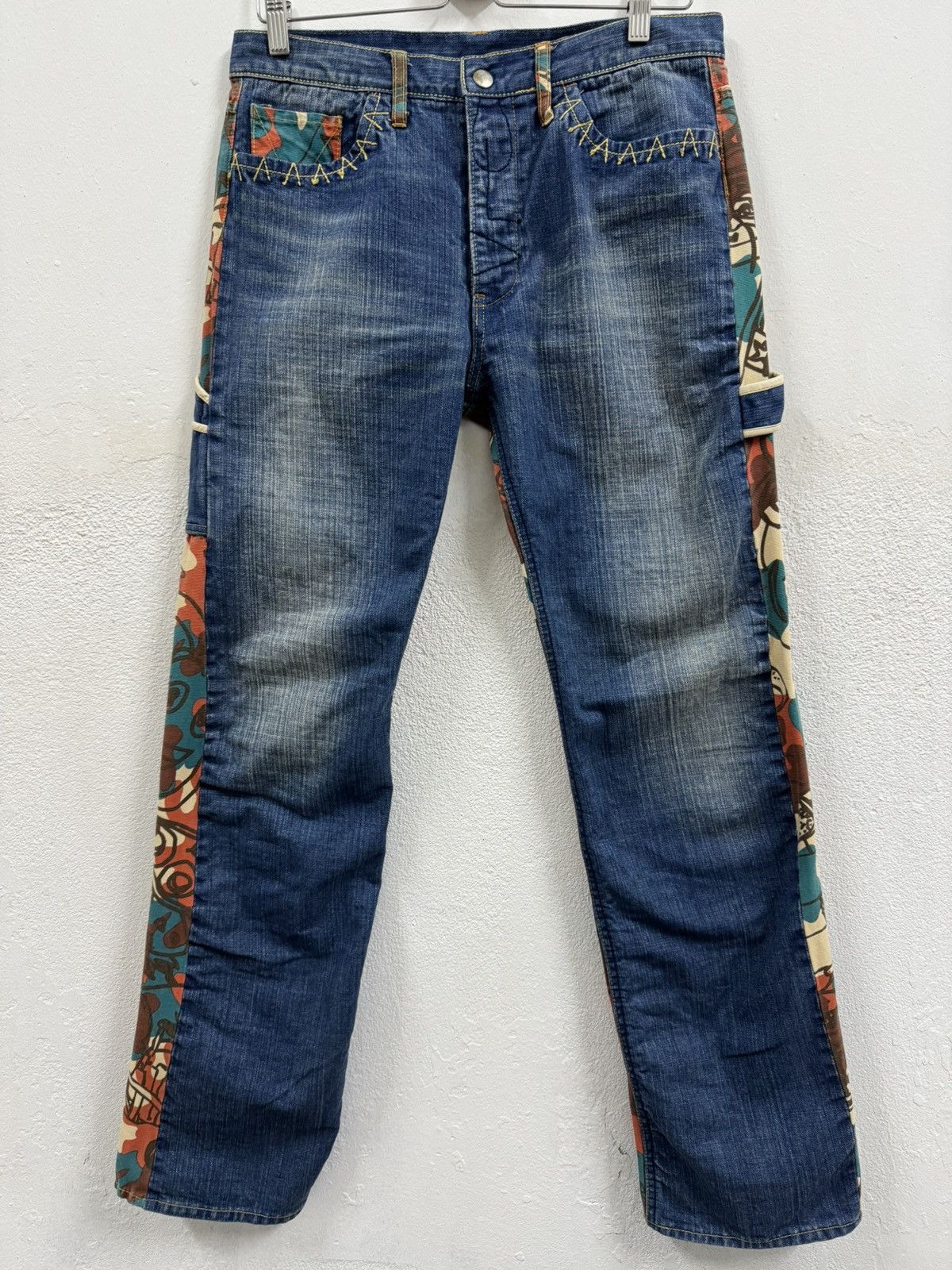 Alexander Lee Chang × Japanese Brand × Vintage Vintage ALEXANDER LEE CHANG Mixed Denim Pants Size US 32 / EU 48 - 2 Thumbnail