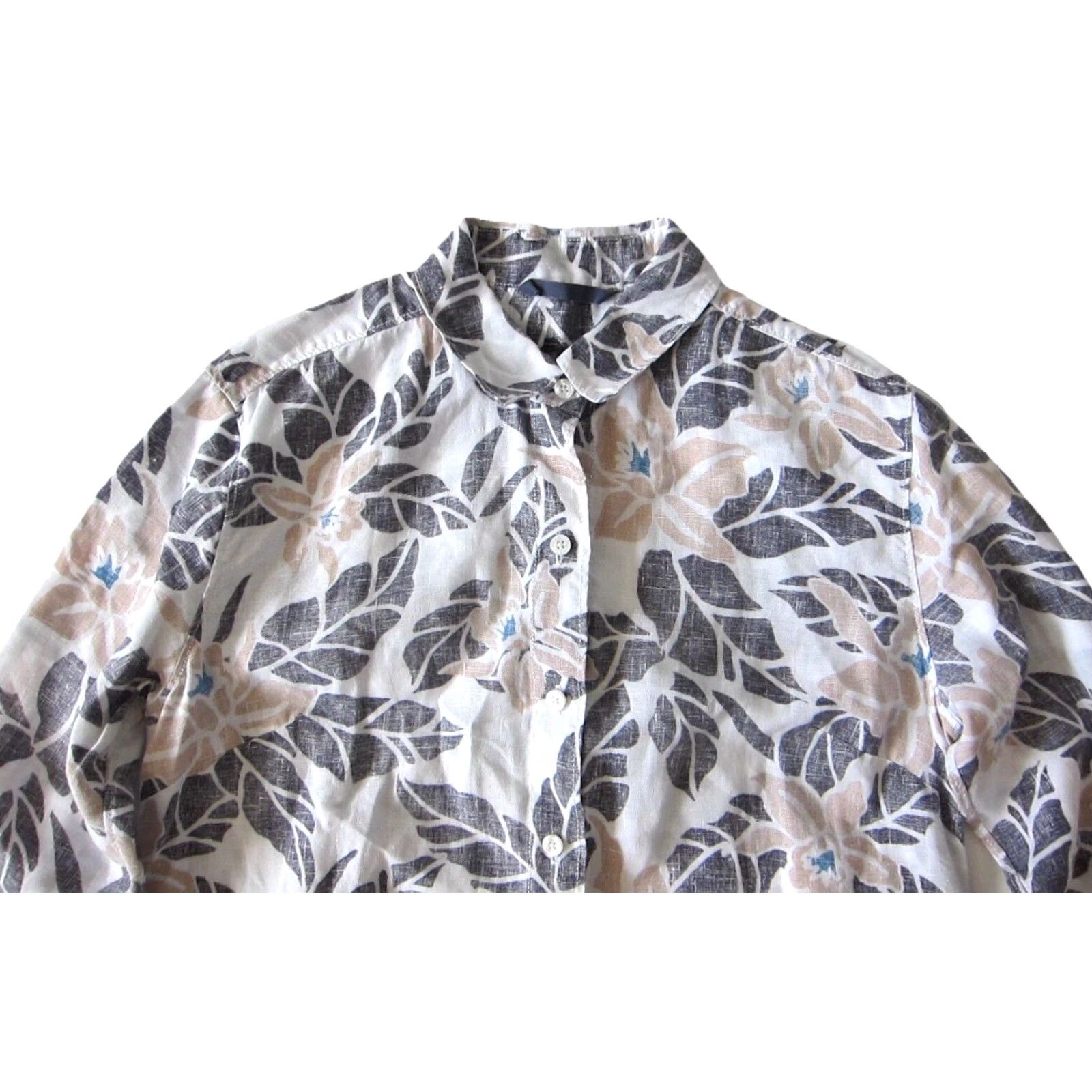 Tommy Bahama Tommy Bahama Blouse Shirt Oversized 100% Linen Floral Blue Small Womens Size S / US 4 / IT 40 - 3 Thumbnail