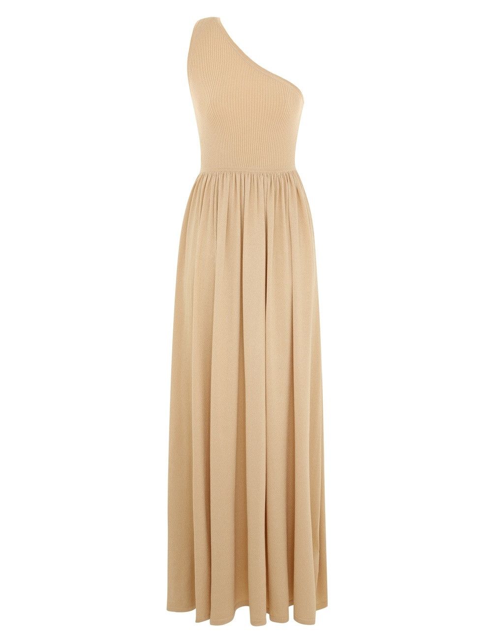 oc11z1025 Crush Metallic Asymmetric Maxi Dress in Beige