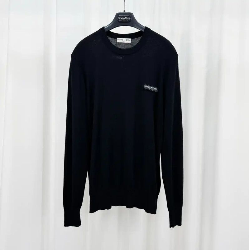 Givenchy Givenchy Black Wool Logo Long Sleeve Knit Sweater 0089 Size US M / EU 48-50 / 2 - 1 Thumbnail