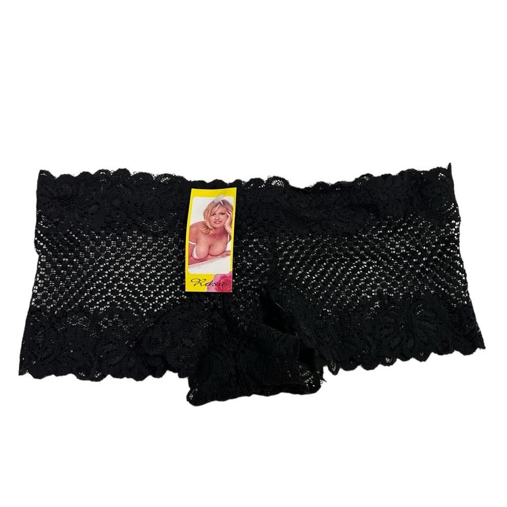Designer Rosa l NWT Black Sheer lace Boyshort Panties Small Size ONE SIZE - 2 Thumbnail